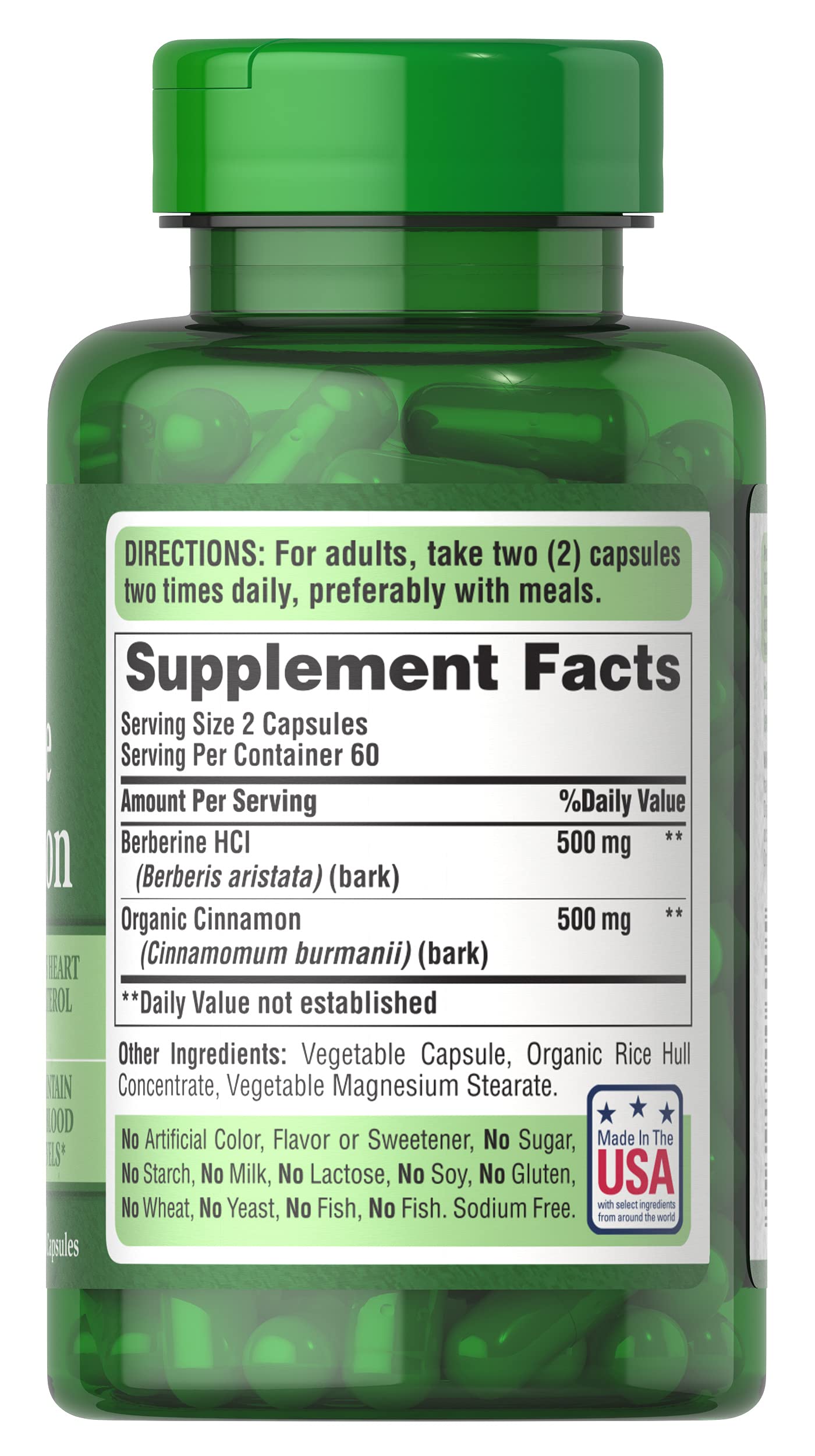 Puritan's Pride Berberine Cinnamon – capsules faciles à intégrer dans votre quotidien