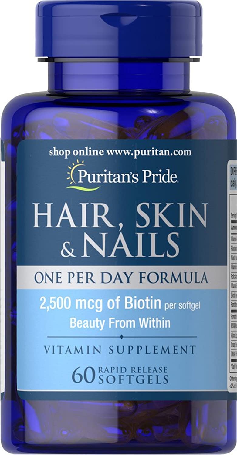 Puritan's Pride – Bouteille de gélules, soutien potentiel pour cheveux sains et peau éclatante.