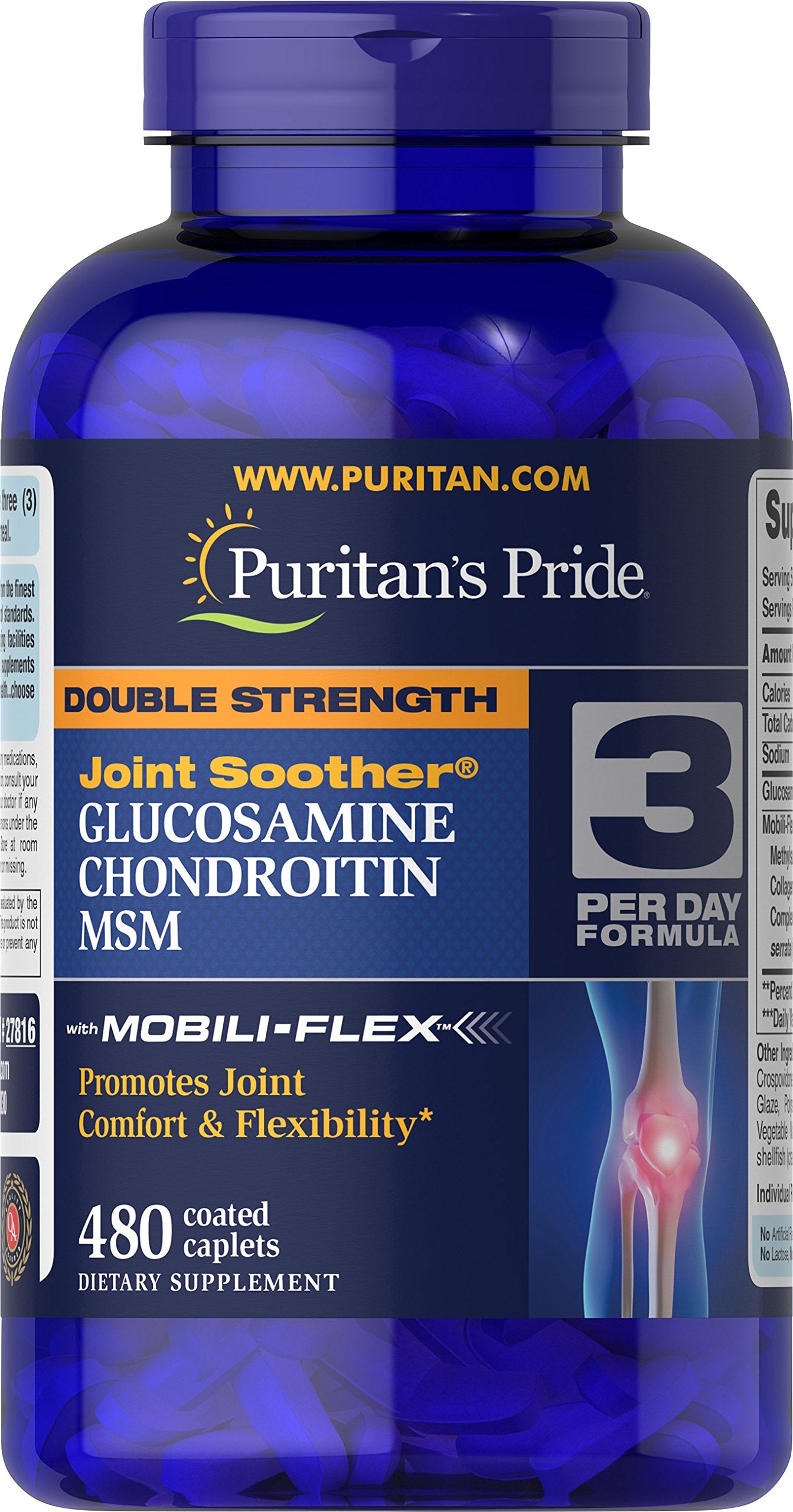 Puritan's Pride: capsules glucosamine-chondroitine-msm pour le soutien des articulations au quotidien.