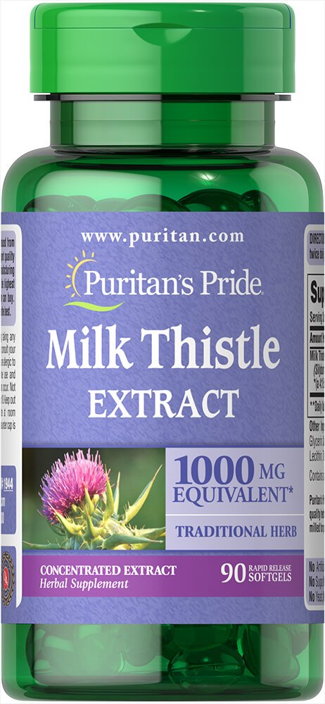 Puritan's Pride Chardon-Marie 1000 mg, bouteille pratique pour votre routine quotidienne.