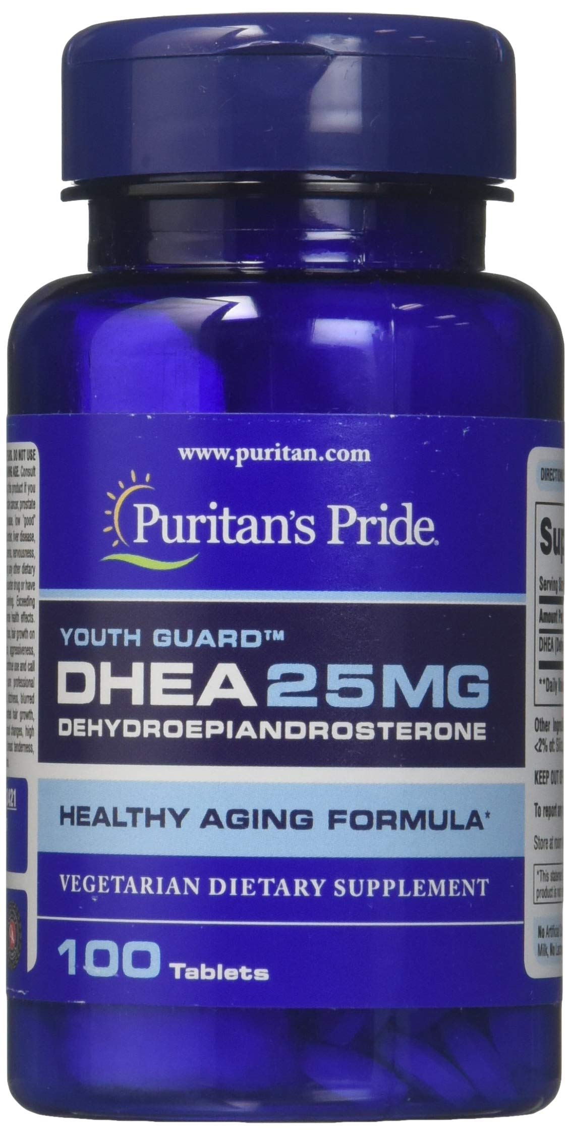 Puritan's Pride DHEA 25 mg, bouteille, soutien potentiel à la vitalité quotidienne