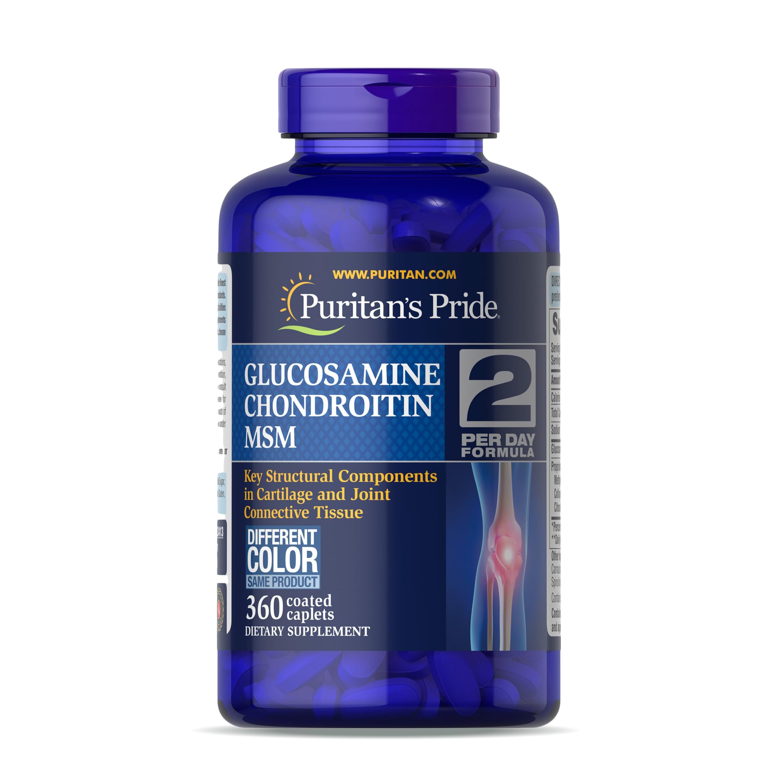 Puritan's Pride glucosamine chondroitine msm - bouteille avec étiquette, soutien potentiel des articulations