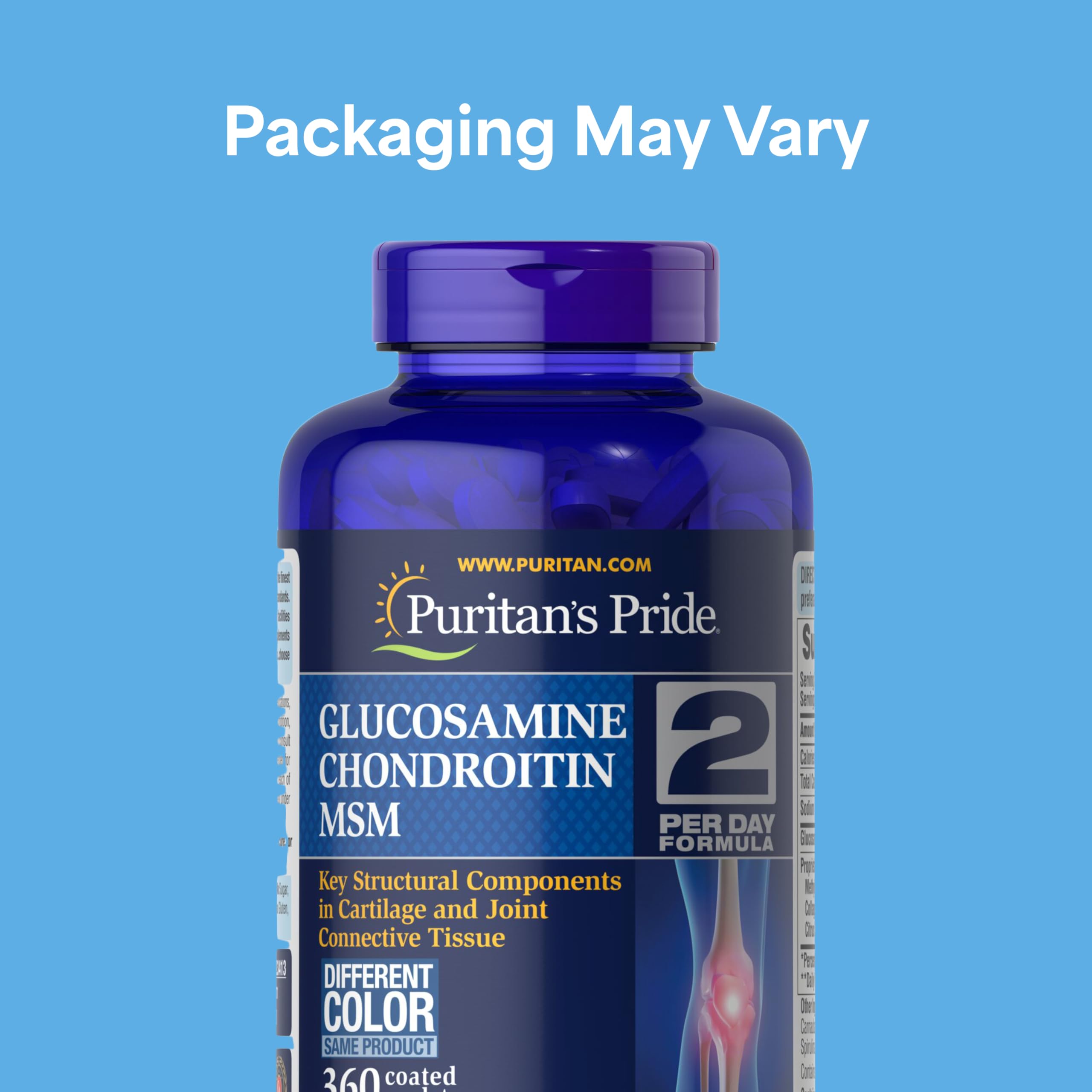 Puritan's Pride glucosamine chondroitine msm - comprimés enrobés, ingestion facile dans la routine