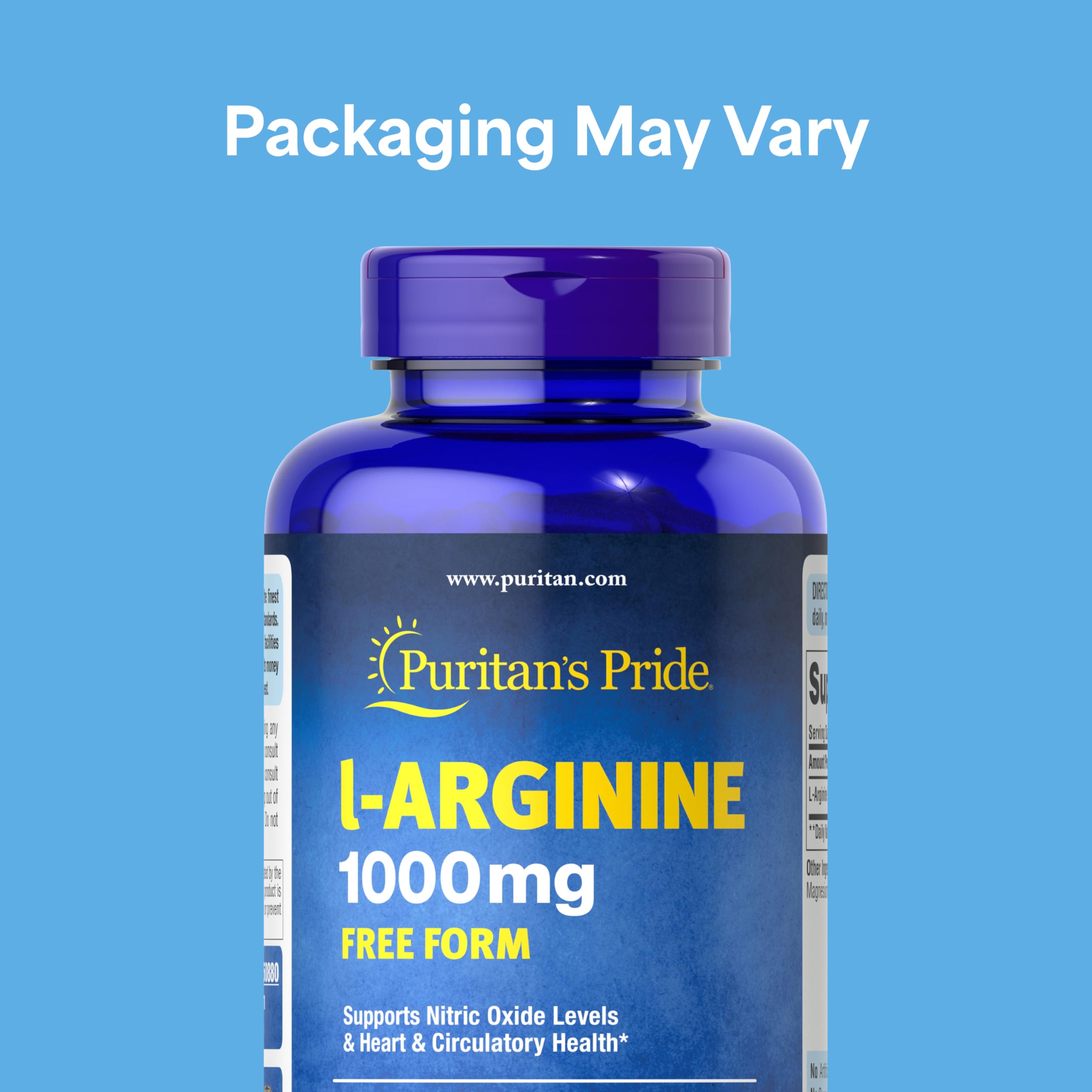 Puritan's Pride L-Arginine — capsules de 1000 mg prêtes pour votre routine.