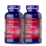 Puritan's Pride Levure Rouge 600 mg – capsules pour le soutien quotidien.