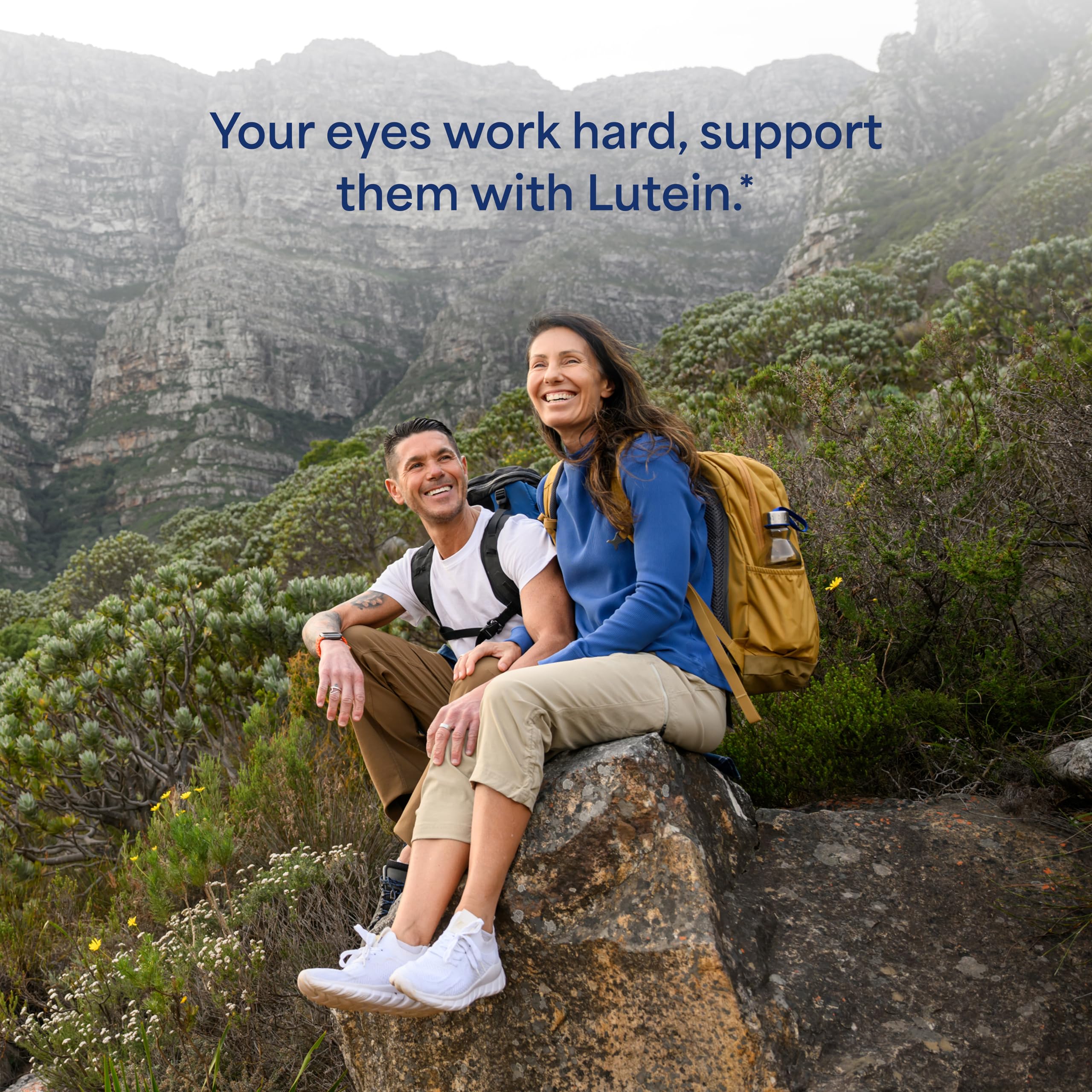 Puritan's Pride Lutigold Lutein - filtre lumière bleue près du flacon.