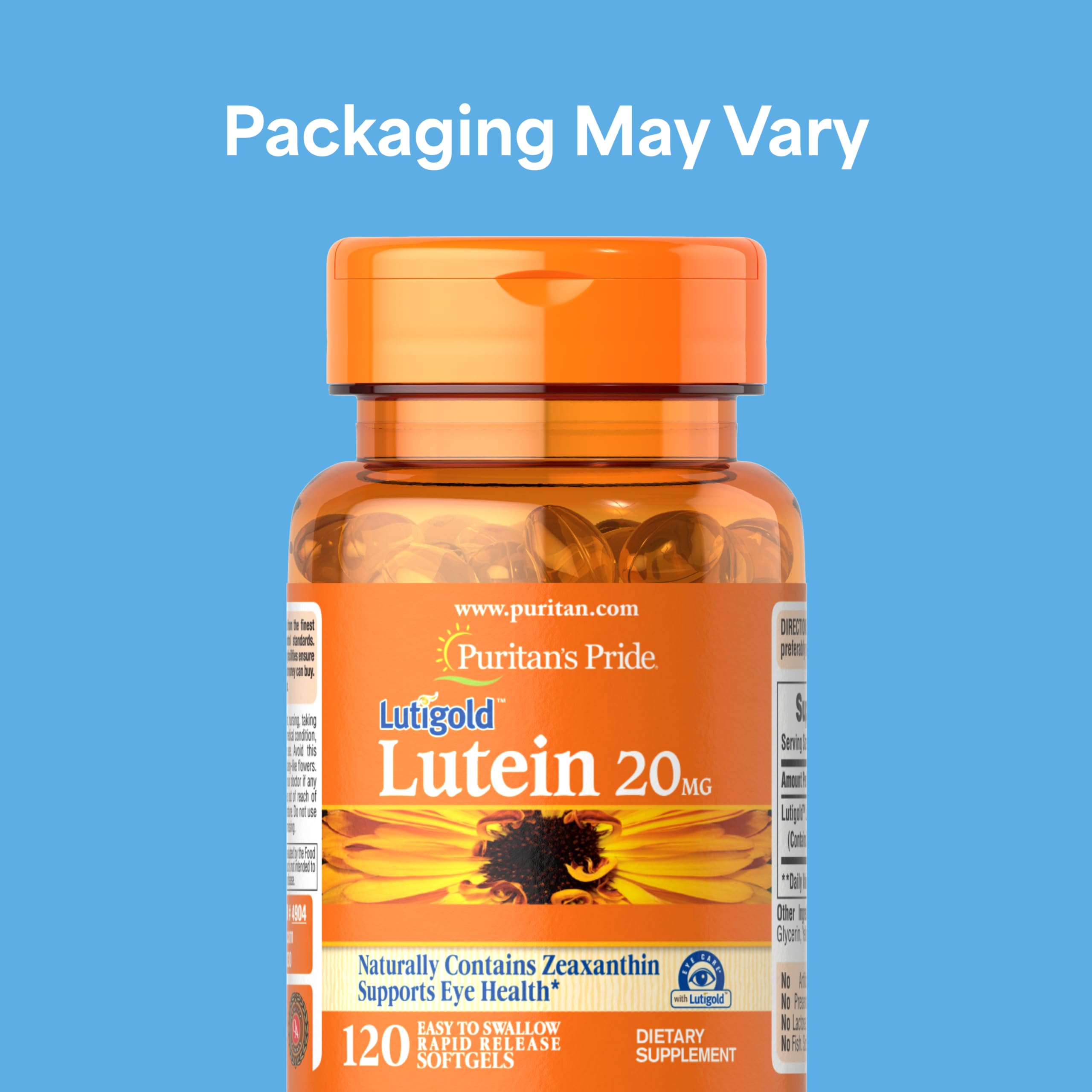 Puritan's Pride Lutigold Lutein - gélules faciles à avaler.