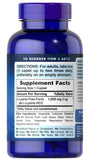Puritan's Pride L-Lysine 1000 mg, étiquette du produit, sans gluten et sans soja