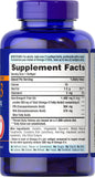 Puritan's Pride Omega-3, bouteille arrière, étiquette clairement lisible sans gluten.