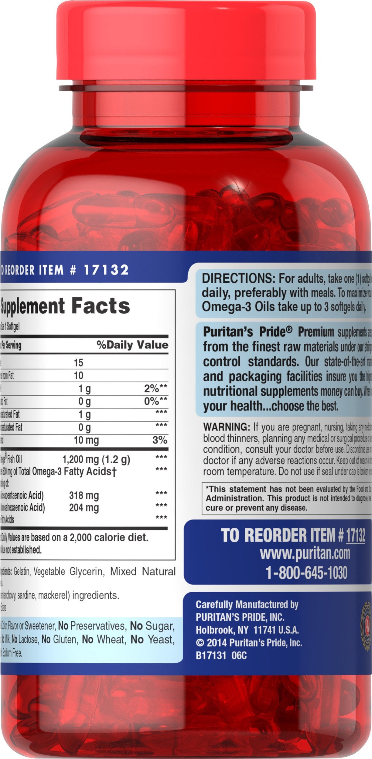 Capsules Puritan's Pride Omega-3 faciles à avaler au quotidien.