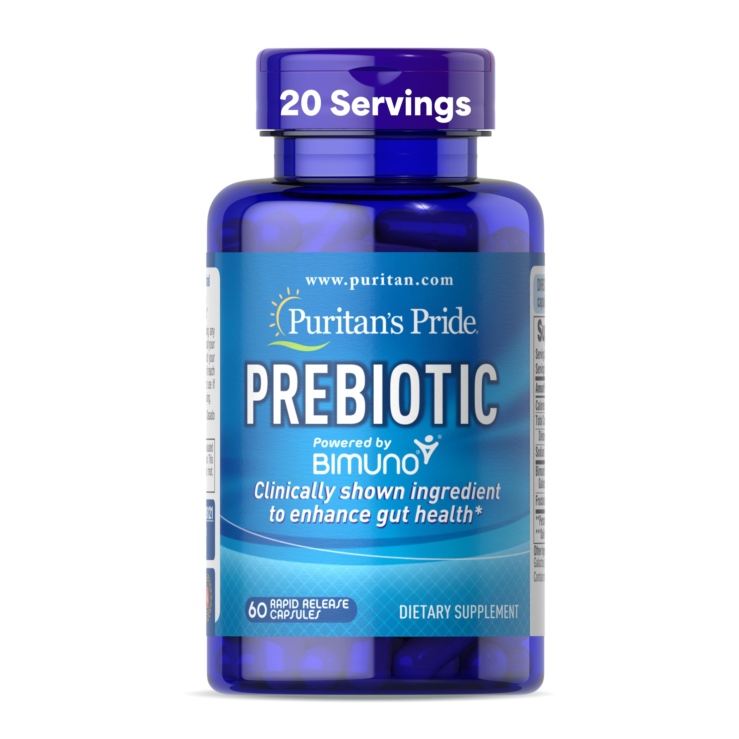 Puritan's Pride Prebiotiques Bimuno – bouteille avec capsules, soutien digestion quotidienne
