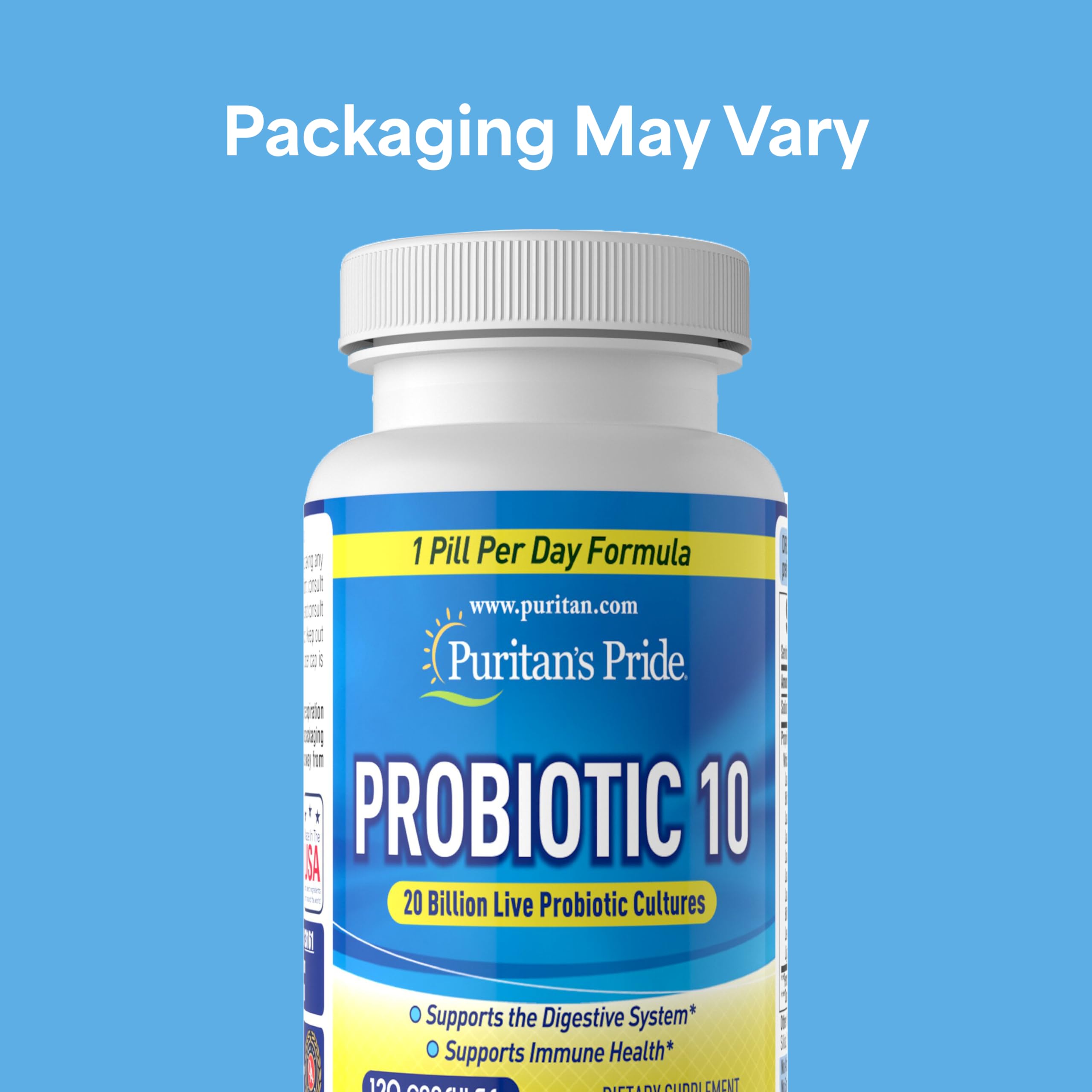 Puritan's Pride Probiotic 10 – capsules prêtes à une routine quotidienne