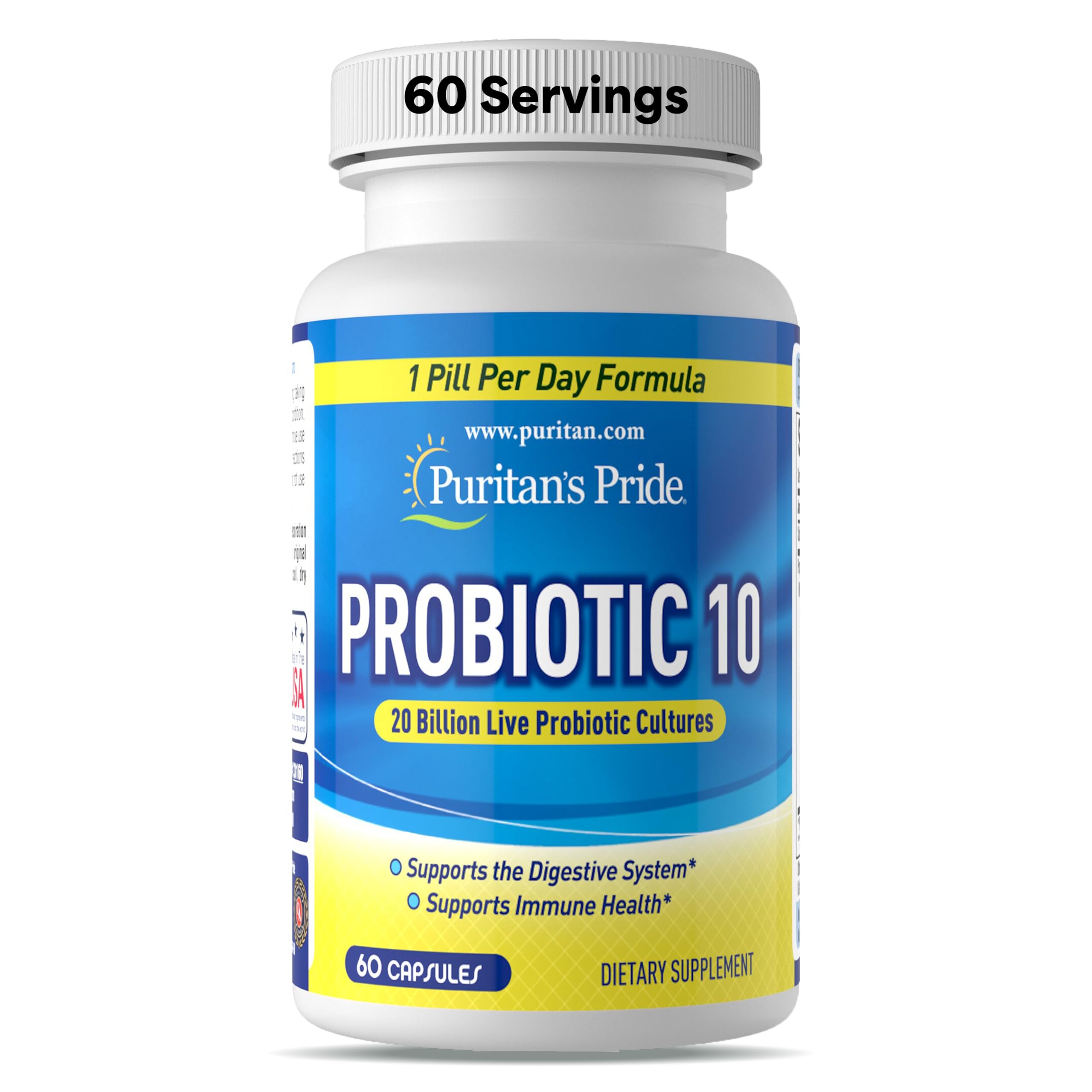 Puritan's Pride Probiotic 10 - boîte: soutien potentiel à la digestion.