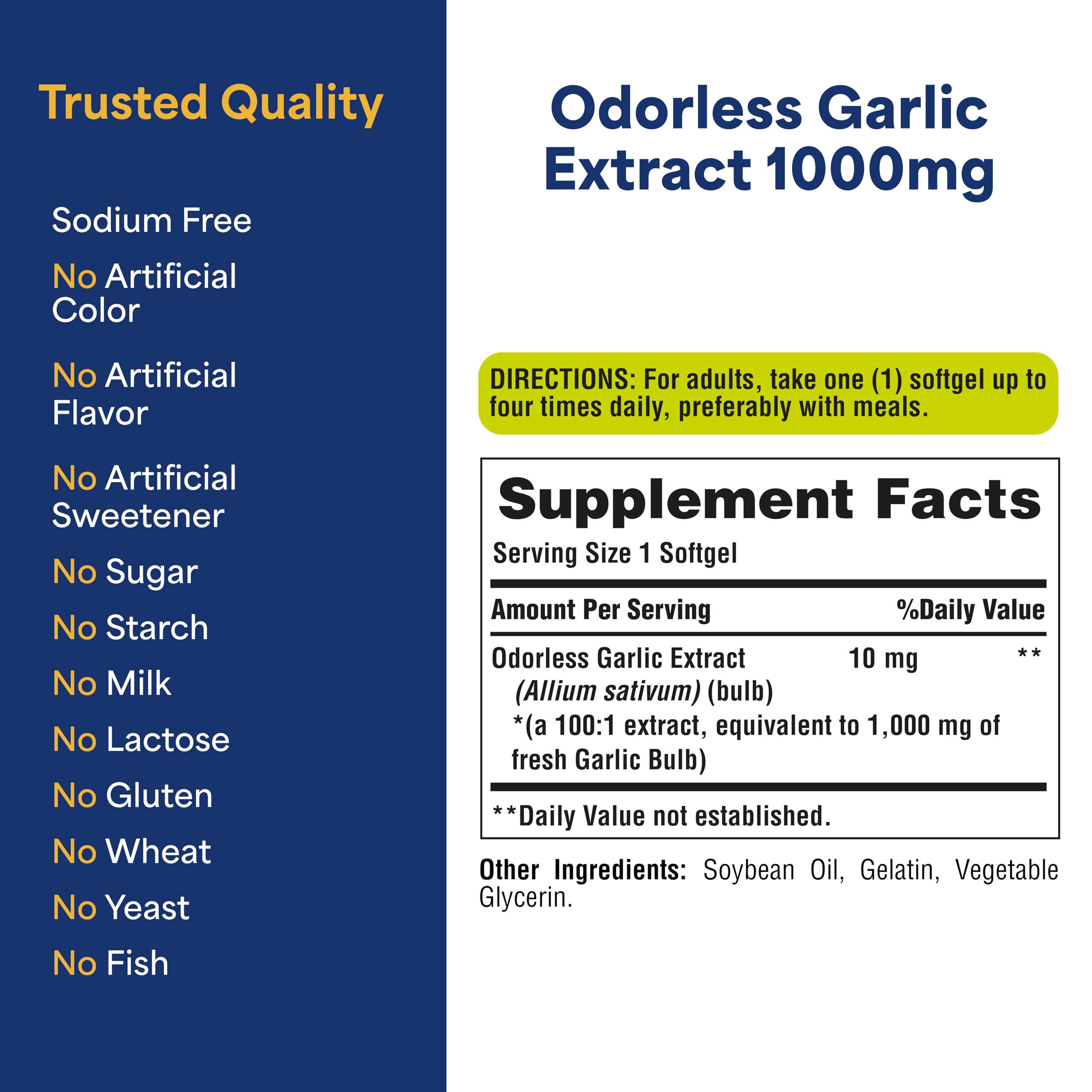 Puritan's Pride routine quotidienne ail sans odeur, intégration simple.