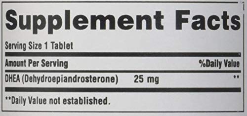 Puritan's Pride DHEA 25 mg, emballage, produit discontinué par le fabricant