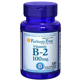 Puritan's Pride Vitamine B2 100 mg comprimés en boîte, pratique pour la supplémentation quotidienne