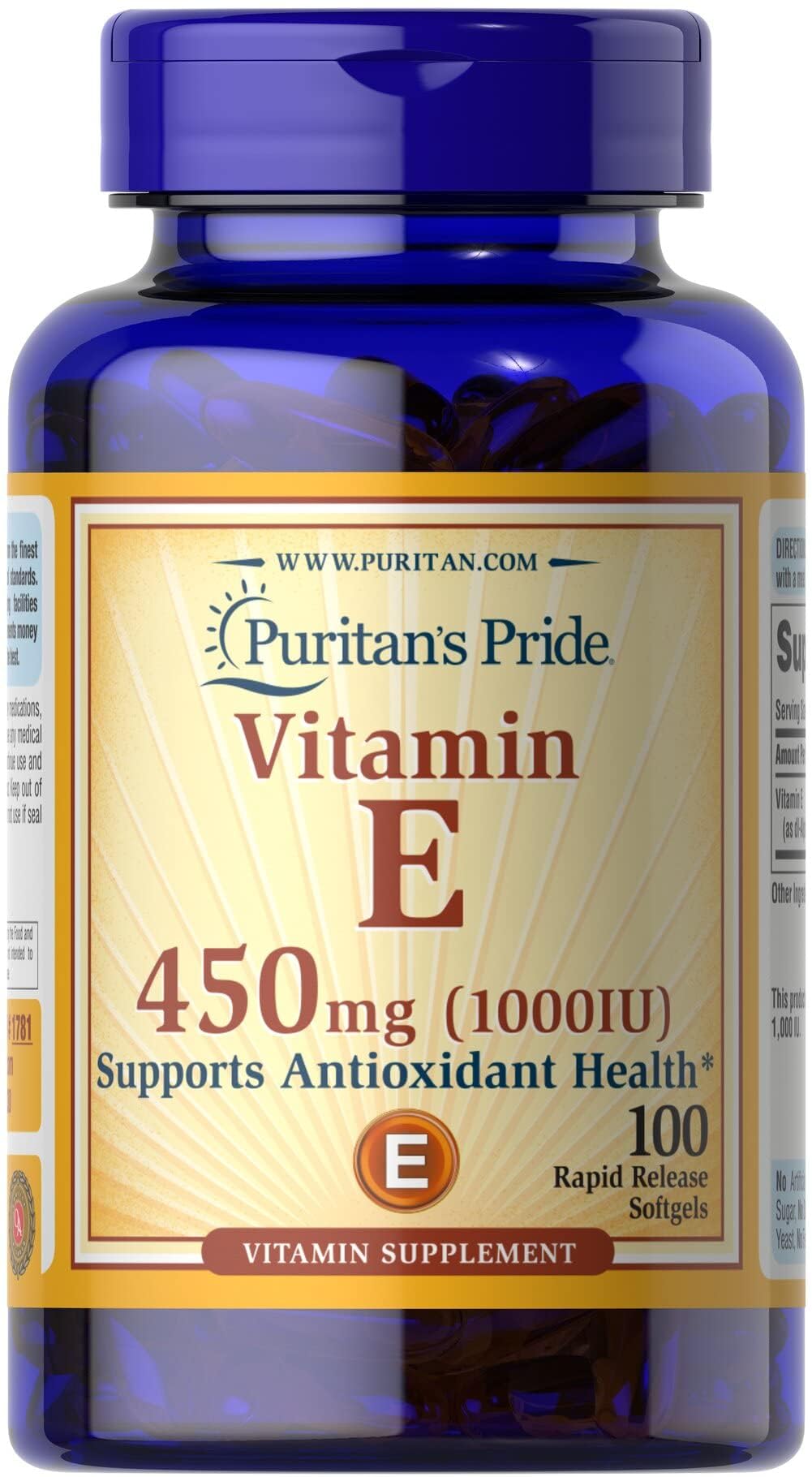 Puritan's Pride Vitamine E 450 mg — dédié à la routine soin de la peau