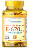 Puritan's Pride Vitamine E 670 mg – flacon, antioxydant et soutien potentiel au système immunitaire.