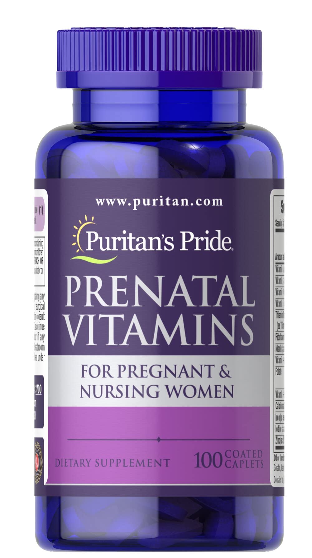 Vitamines prénatales Puritan's Pride – bouteille, soutien nutritionnel quotidien pendant grossesse