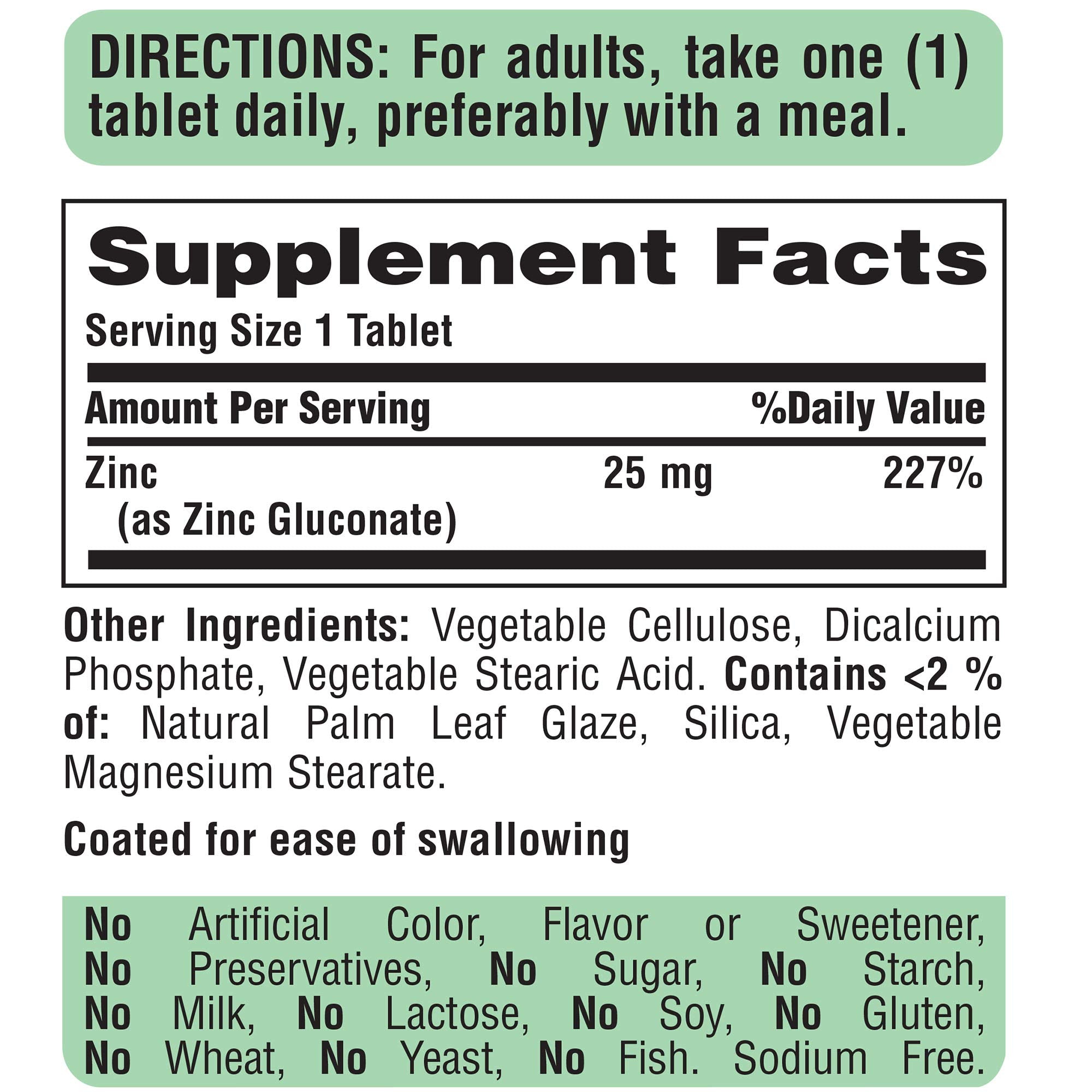 Puritan's Pride Zinc 25 mg – comprimés visibles, utilisation pratique au quotidien.