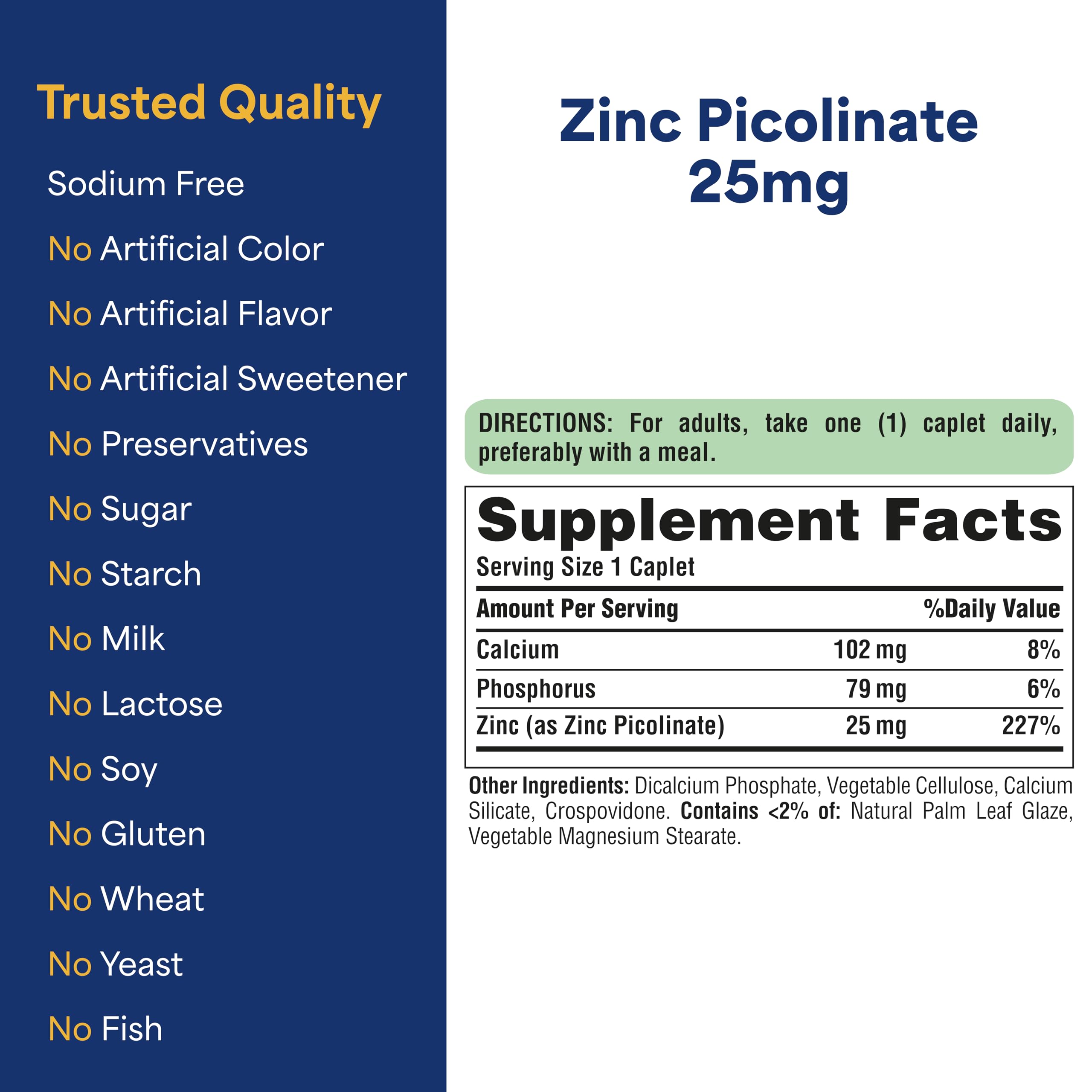 Utilisation quotidienne proposée de Puritan's Pride Zinc Picolinate.