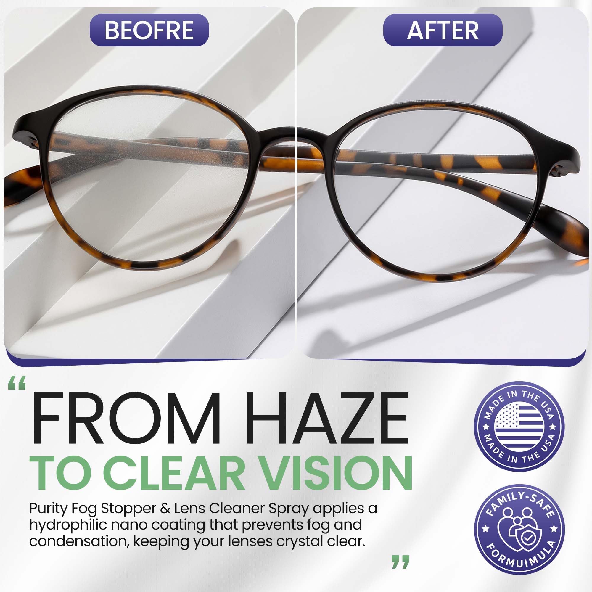 Purity Fog Stopper application facile sur lunettes et visières.