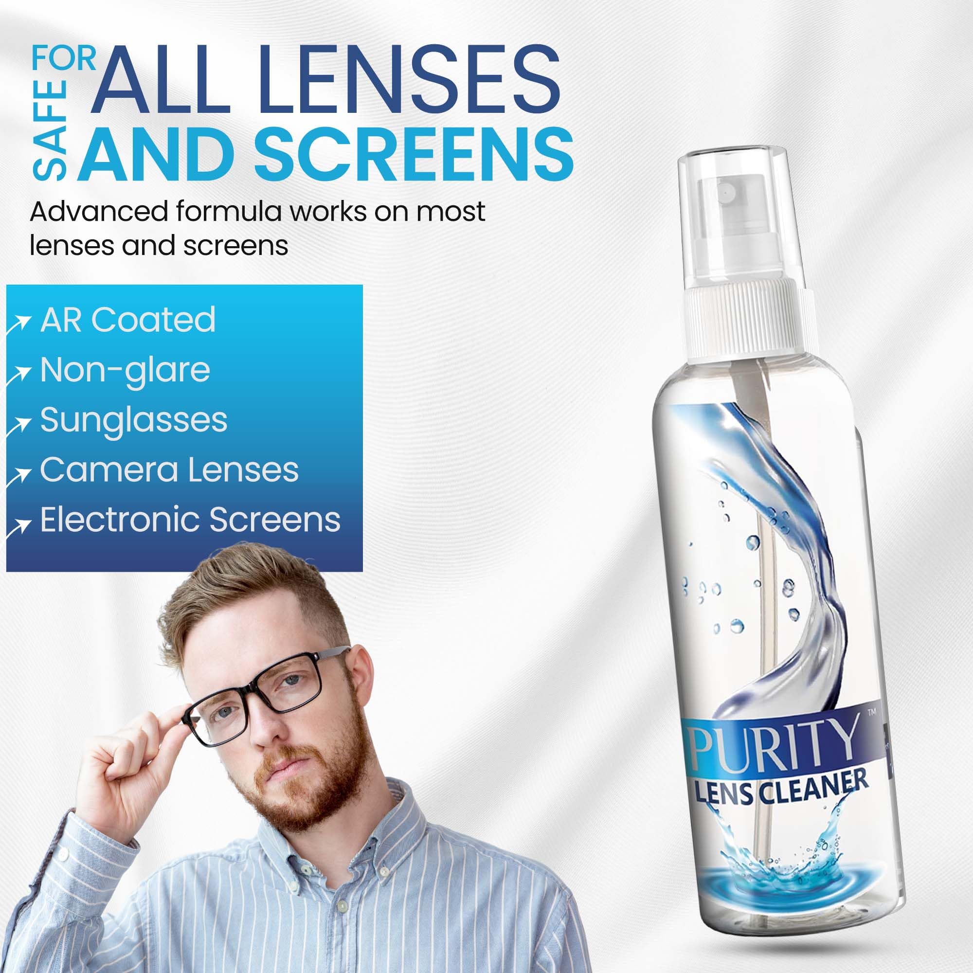 Purity Lens Cleaner Kit utilisation sur écrans pour éliminer traces