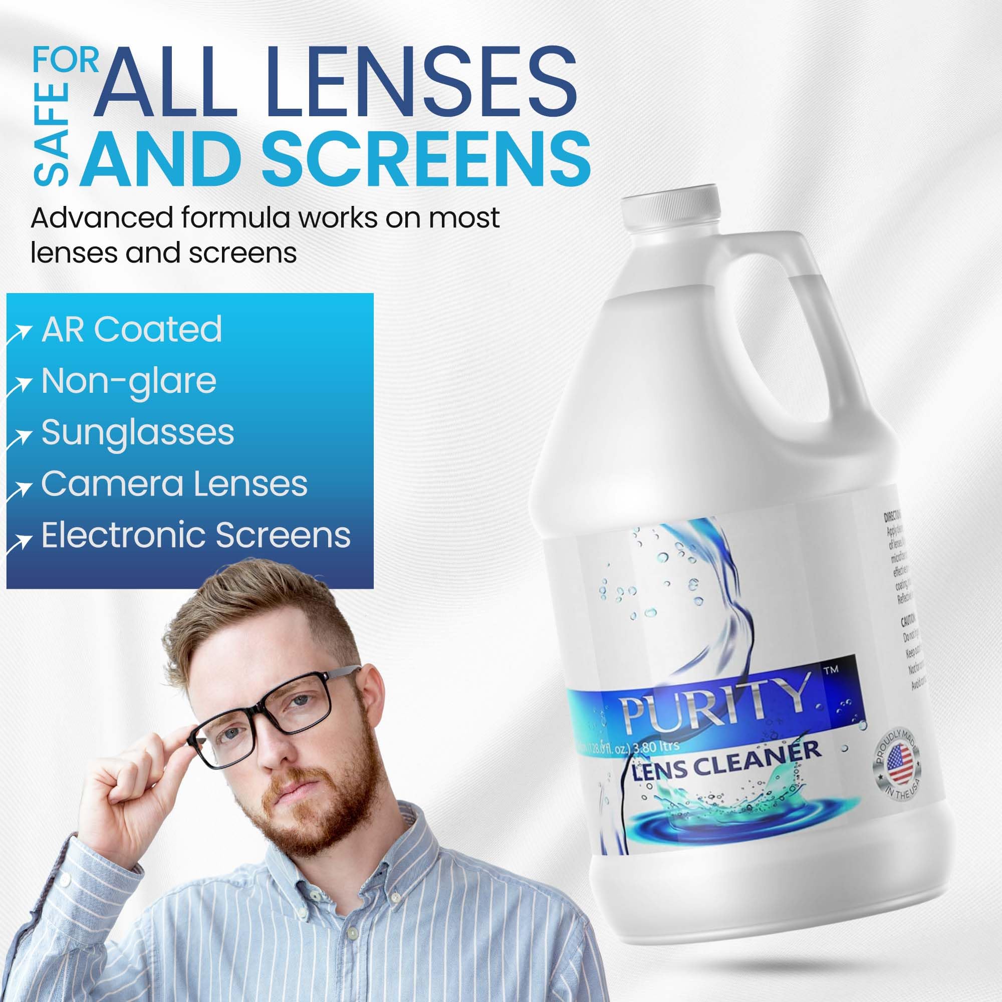 Purity Lunettes nettoyant – sans parfum, sûr pour toute la famille.