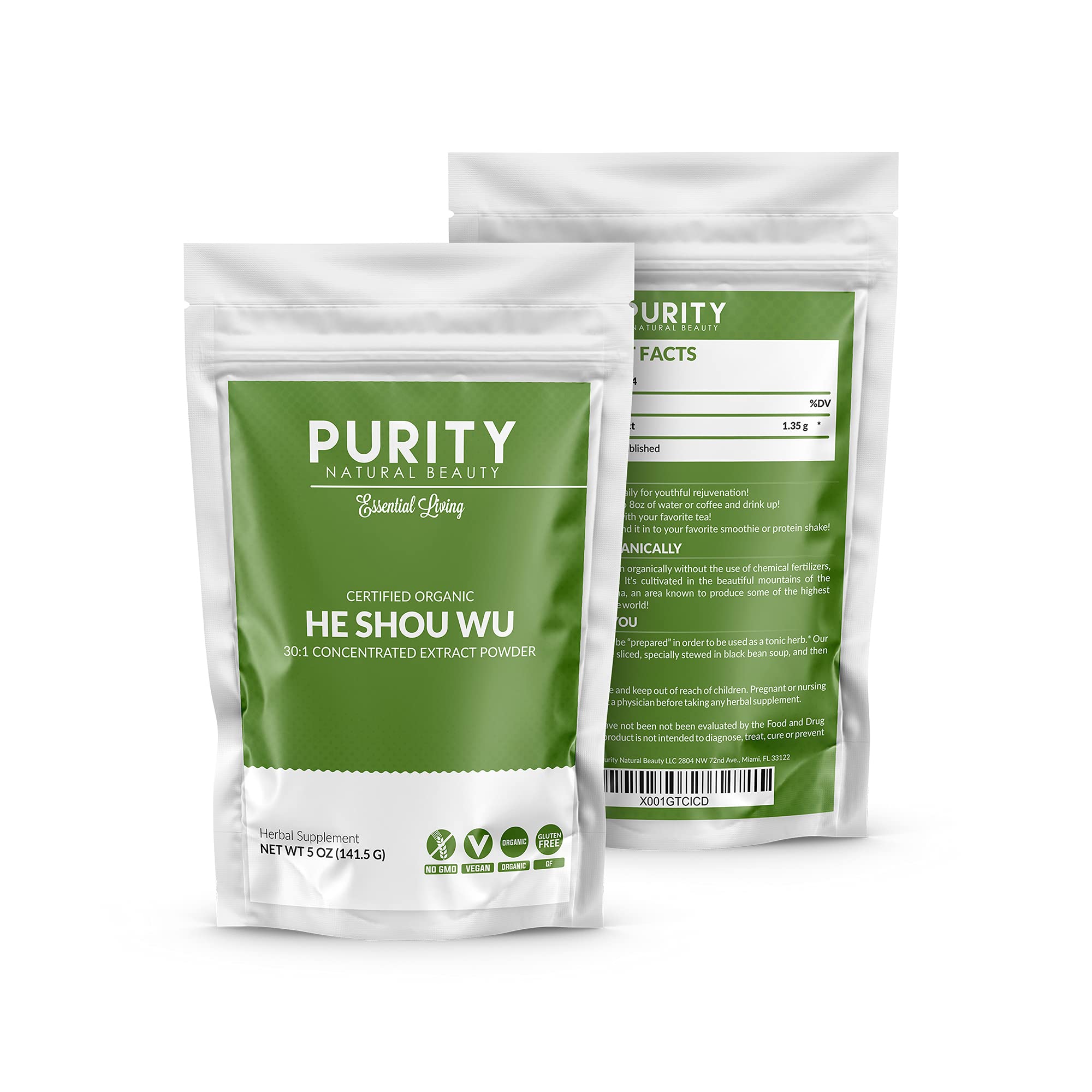 Emballage biologique Purity Natural Beauty Fo-ti respectueux de l environnement