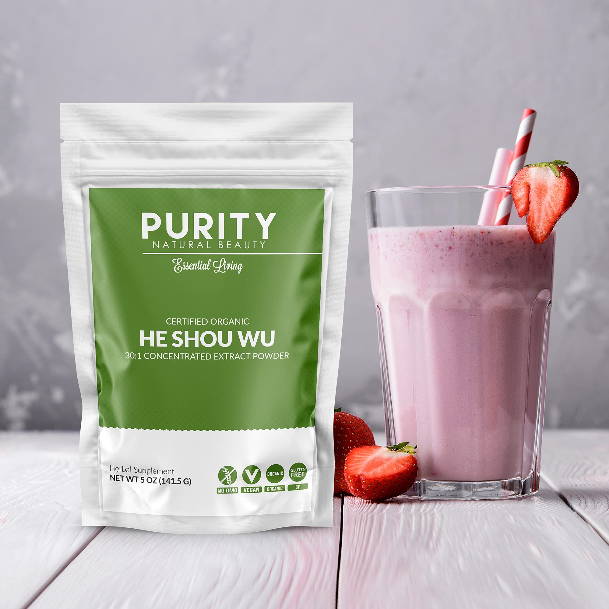 Fo-ti extrait bio Purity Natural Beauty 30:1, concentré pratique