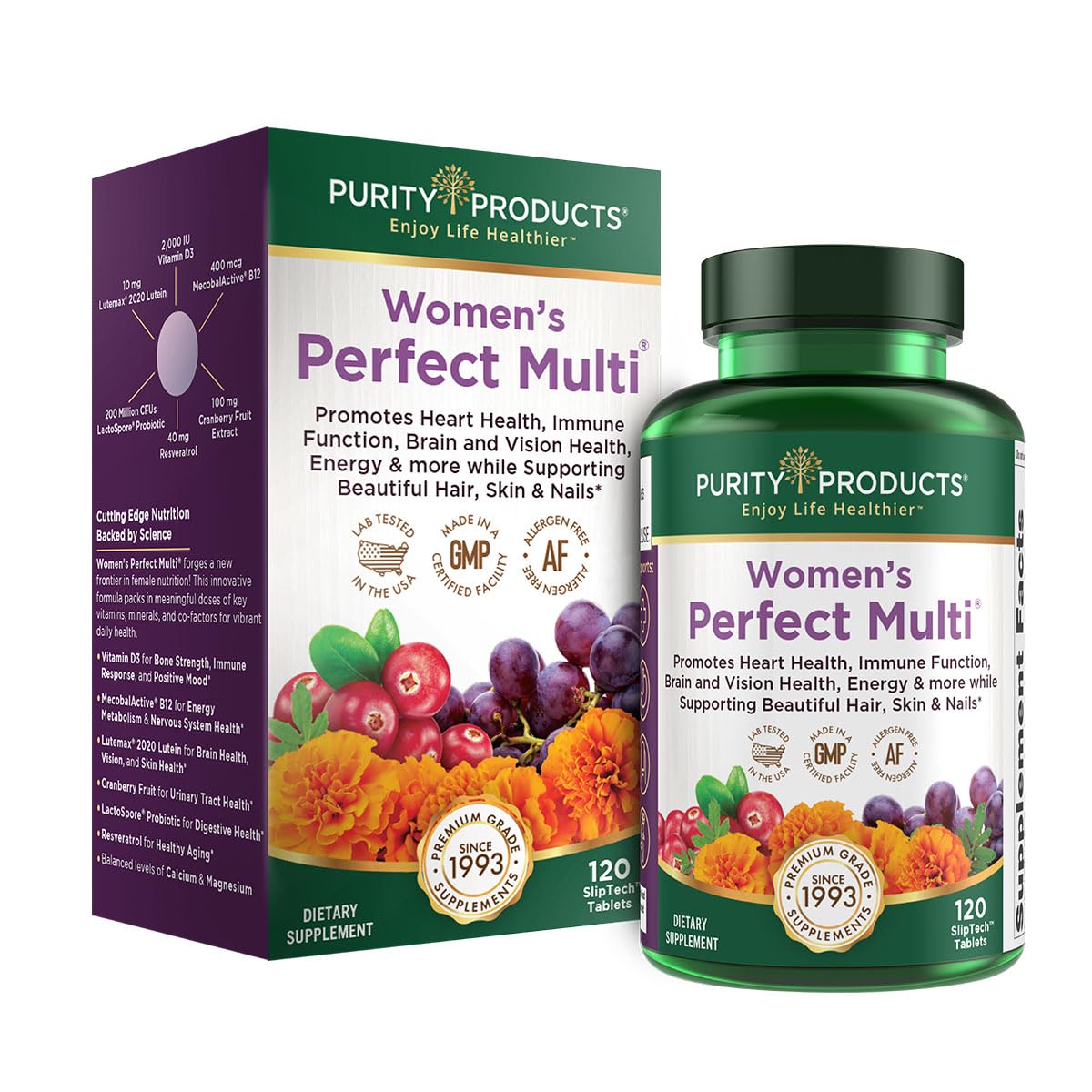 Purity Products Femmes Perfect Multi - bouteille montrant la capsule pour énergie et bien-être