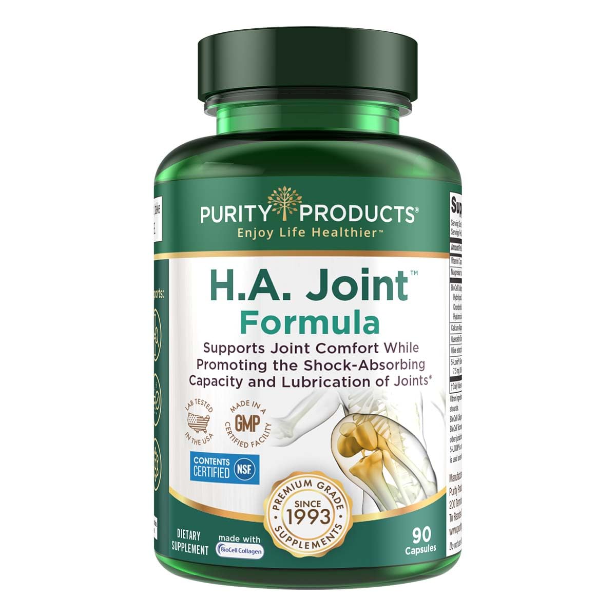 Purity Products HA Joint Formula – bouteille : soutien potentiel à la mobilité articulaire.