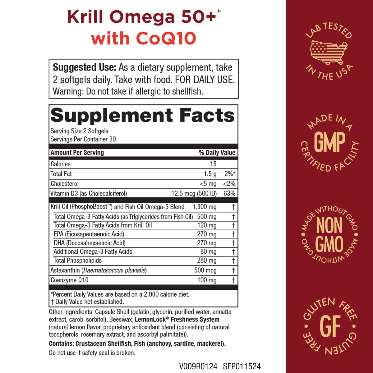 Purity Products Krill Omega 50+ CoQ10, gelules — absorption améliorée et mobilité.