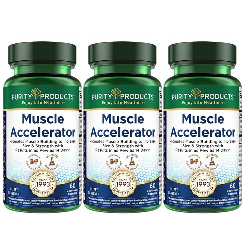 Purity Products Muscle Accelerator, bouteille et étiquette, soutien potentiel à l’endurance.