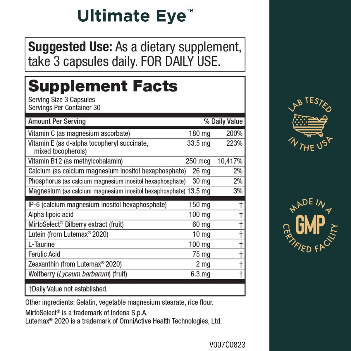 Purity Products Ultimate Eye – capsules faciles à avaler, soutien potentiel pour la vision quotidienne.