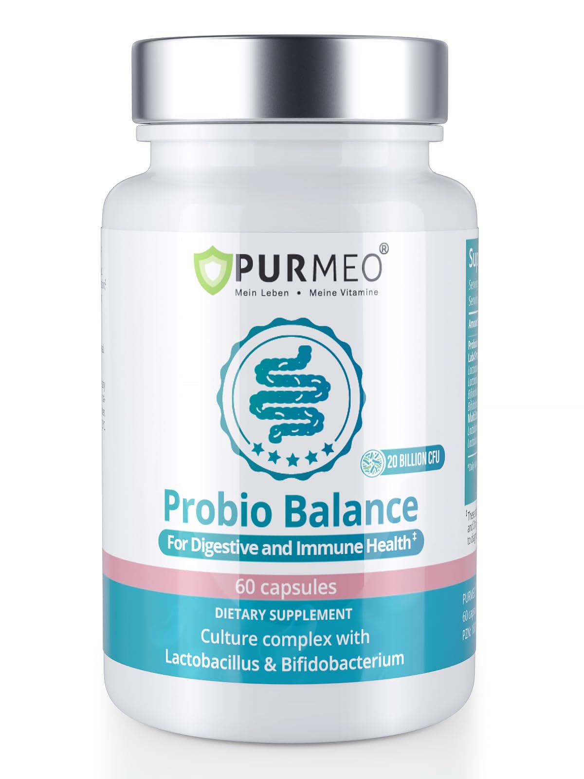 Purmeo Probio Balance : bouteille pratique pour une supplémentation digestive quotidienne.