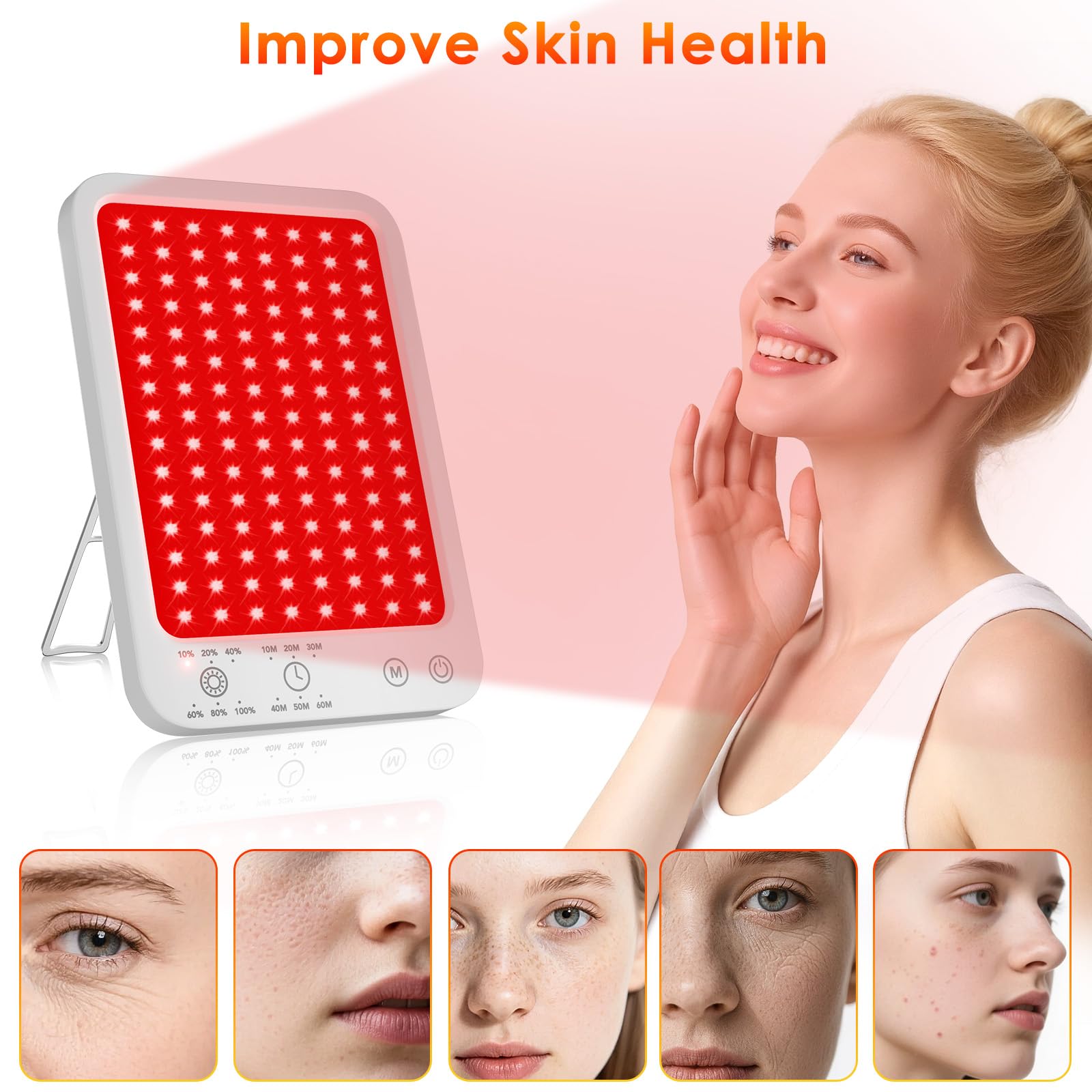Puroth lampe rouge IR 660nm visage, soin peau quotidien potentiel.
