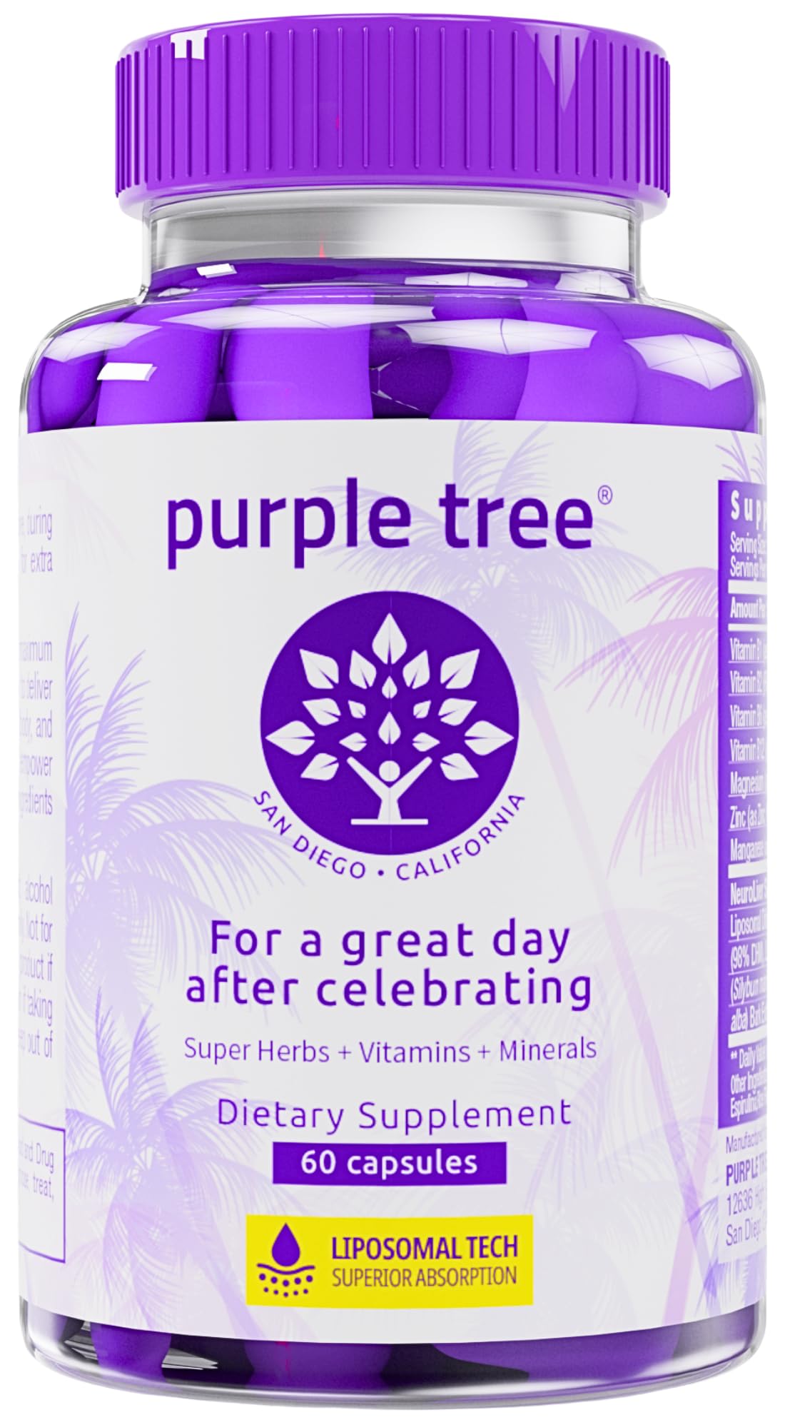 Purple Tree Post-Célébration bouteille: hydratation après soirée grâce aux électrolytes