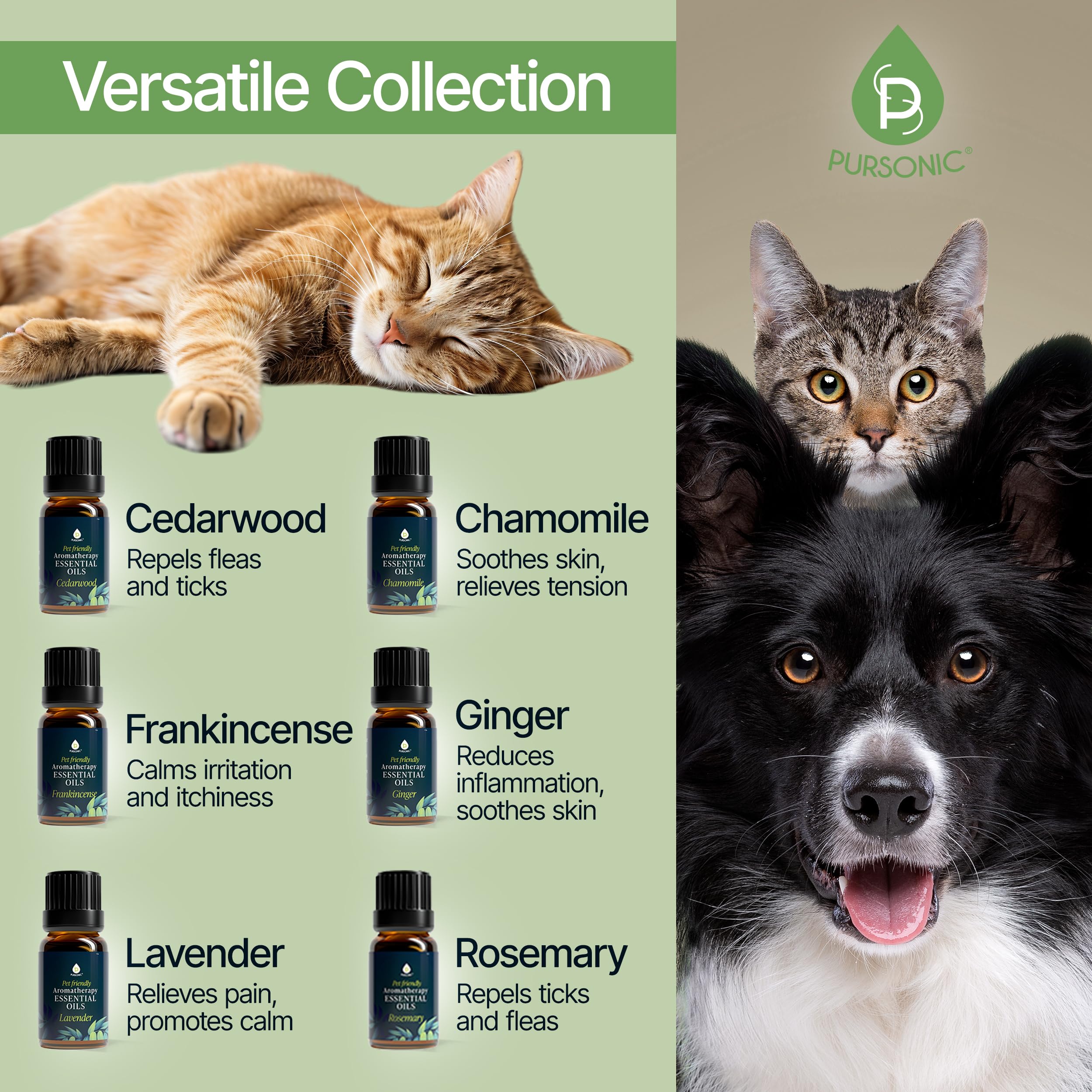 Pursonic huile bois de cèdre pour animaux, parfum apaisant.