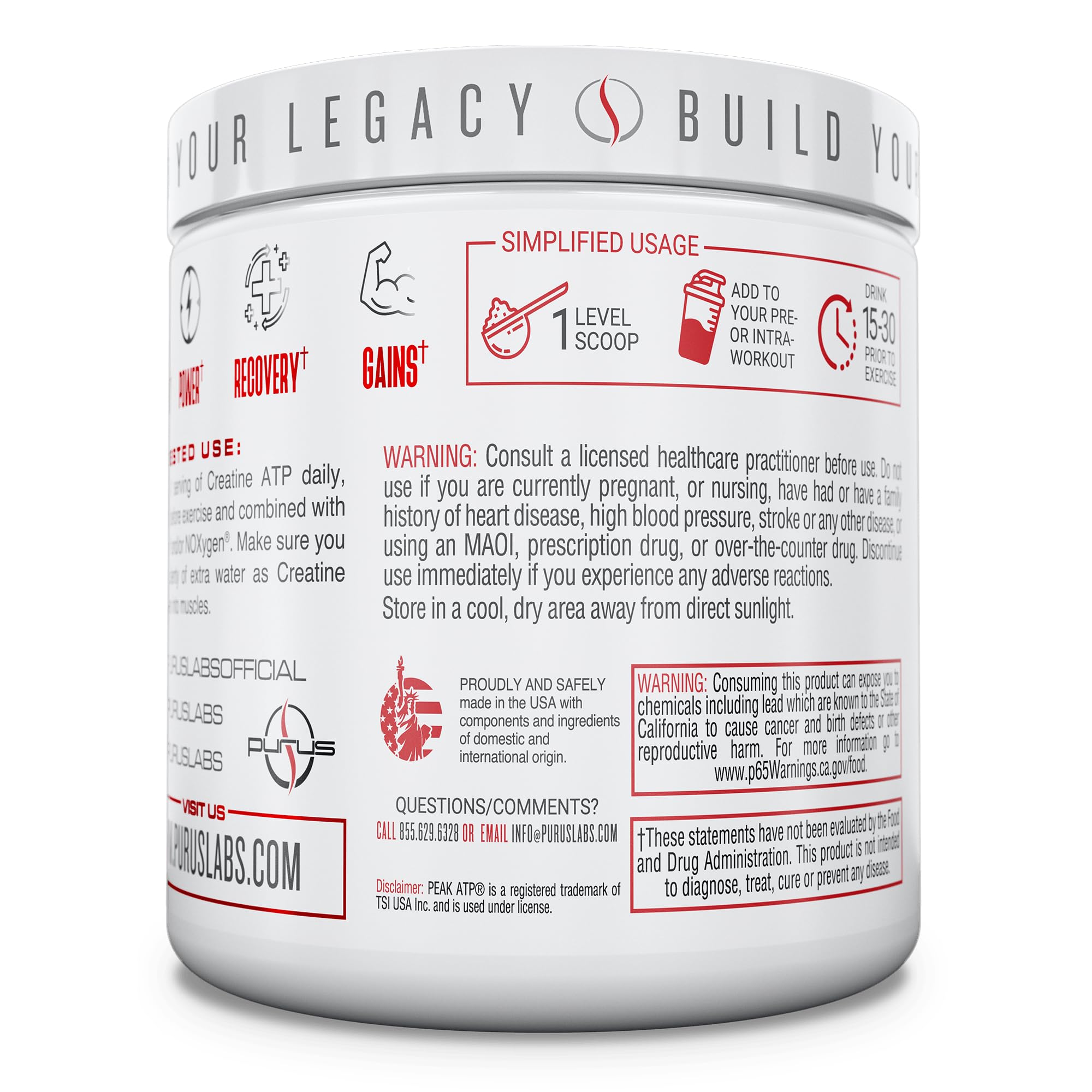 Purus Labs Creatine ATP – association recommandée avec ConDense et NOXygen