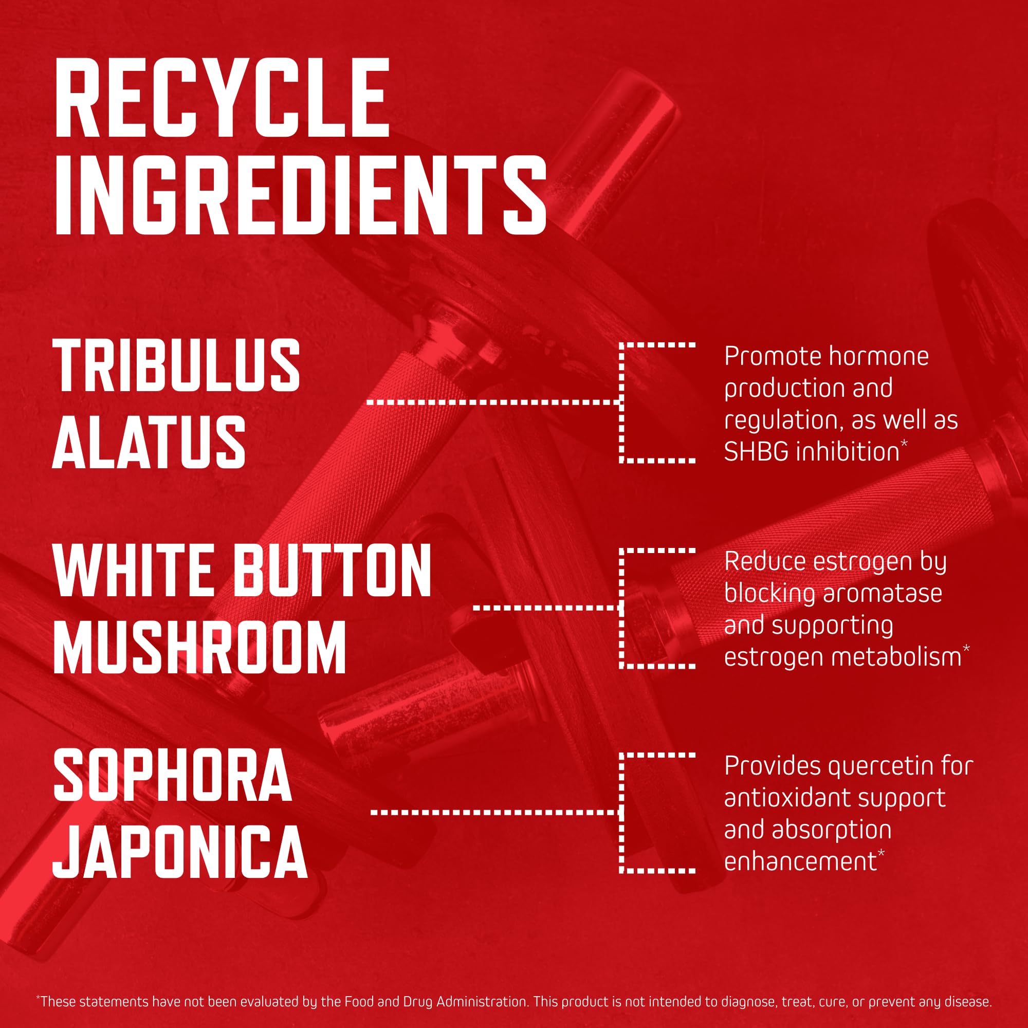 Tableau ingrédients Purus Labs Recycle sur l'emballage, utile pour vérifier les composants.
