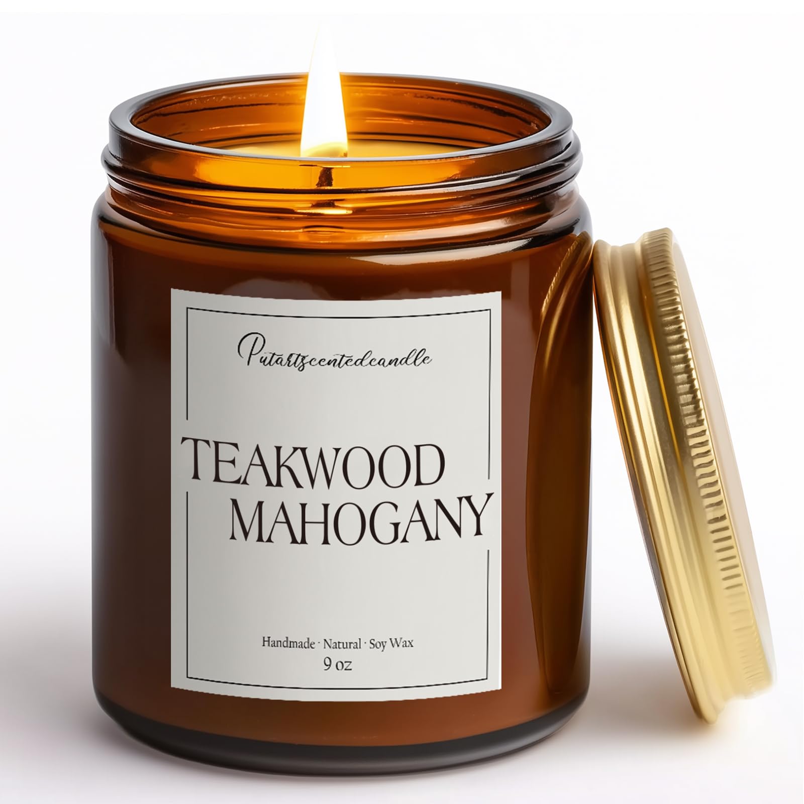 Bougie Putart Mahogany-Teakwood, ambiance apaisante pour la détente.