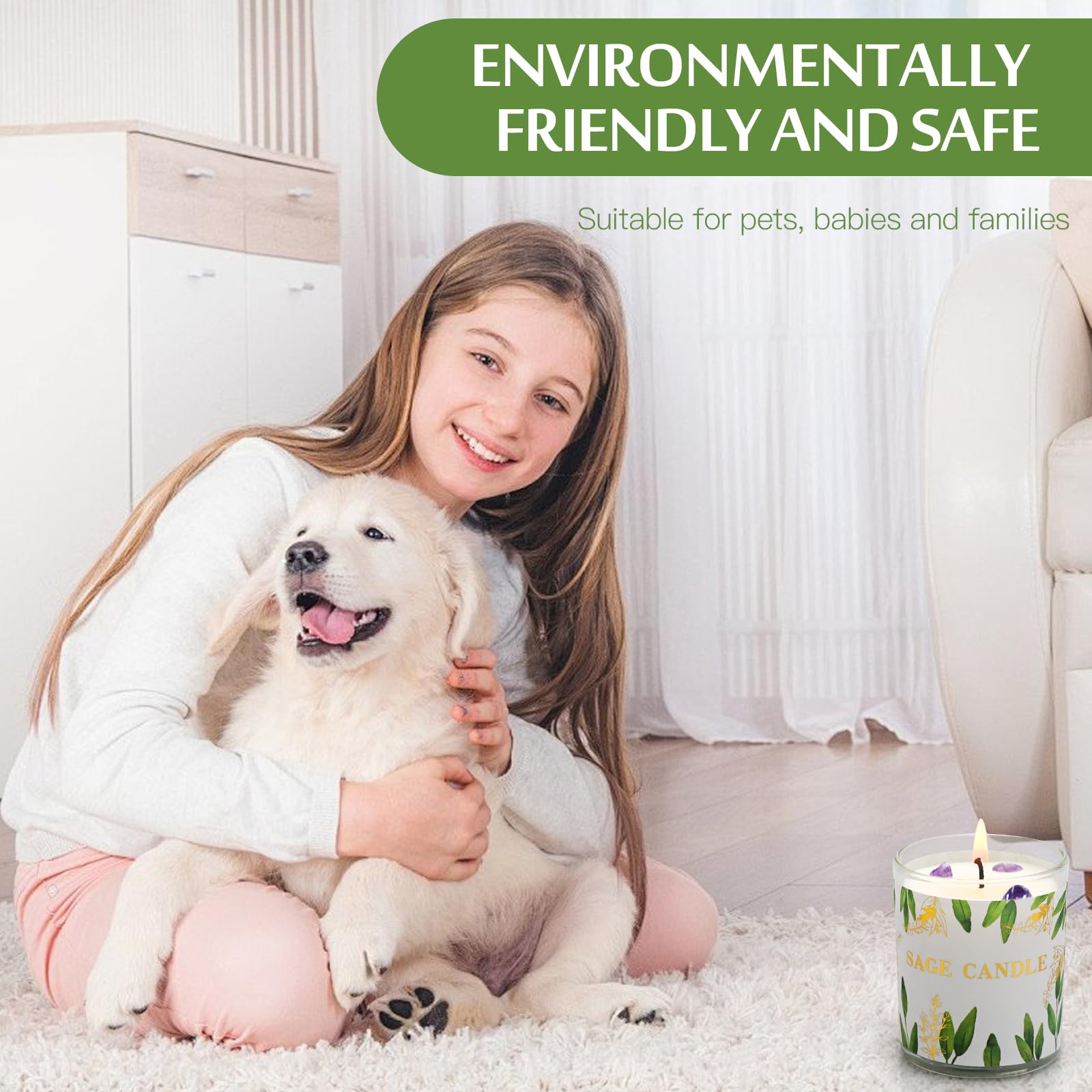 PVUELE Bougie Sauge coffret cadeau parfait pour offrir le bien‑être