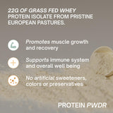 PWDRS Protéine Isolat – ingrédients naturels issus de vaches nourries à l'herbe.