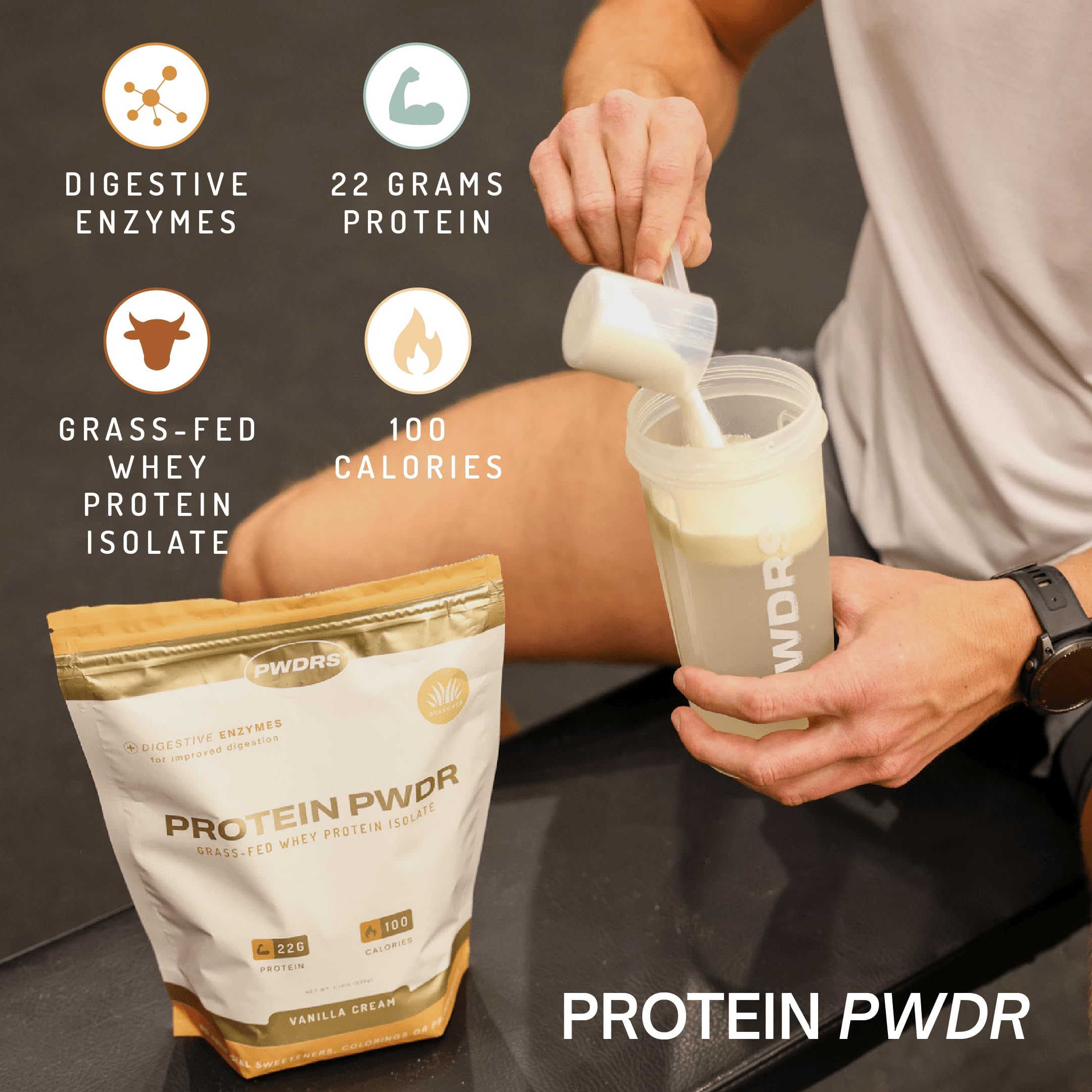 PWDRS Protéine Isolat – texture légère, facile à mélanger.
