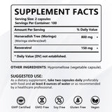 Gélules PWERD Moringa – tableau d'ingrédients, pureté et actifs bénéfiques.