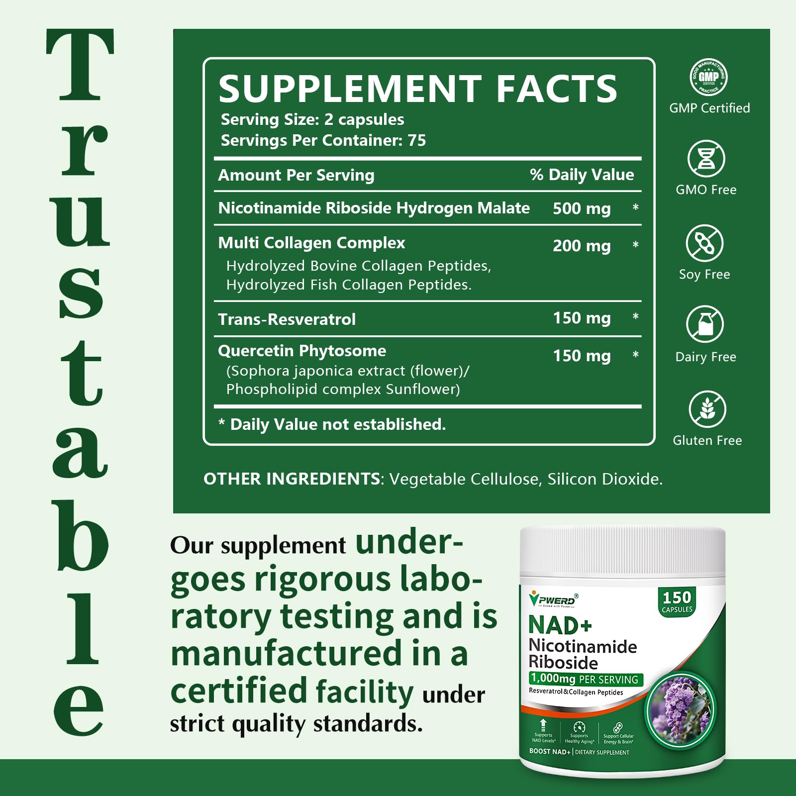 Capsules PWERD NAD+ – gros plan sur les capsules et énergie potentielle.