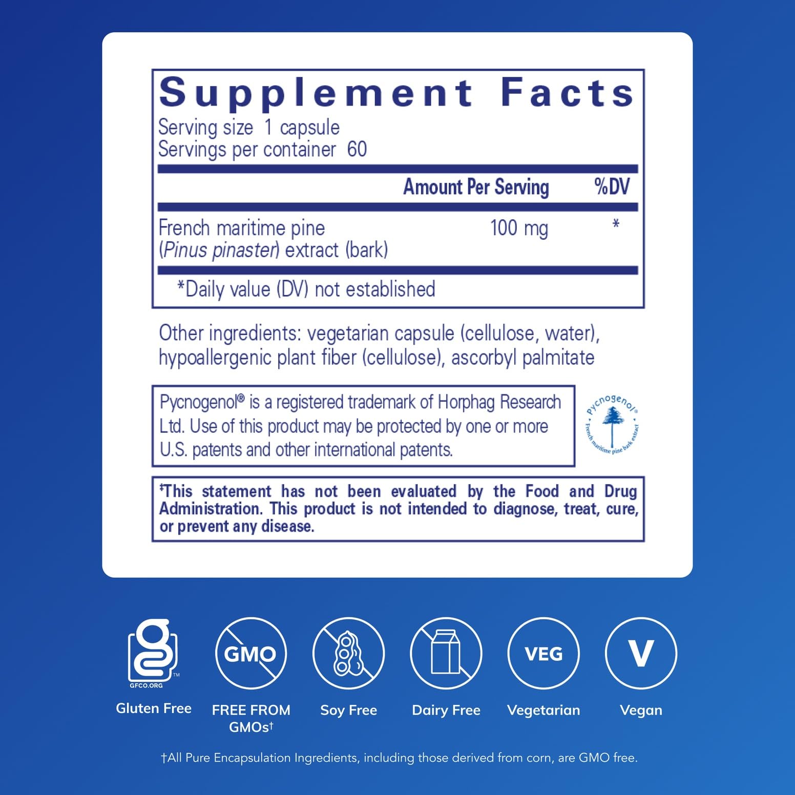 Pycnogenol 100 mg — gélules en blister, présentation pratique et hygiénique.