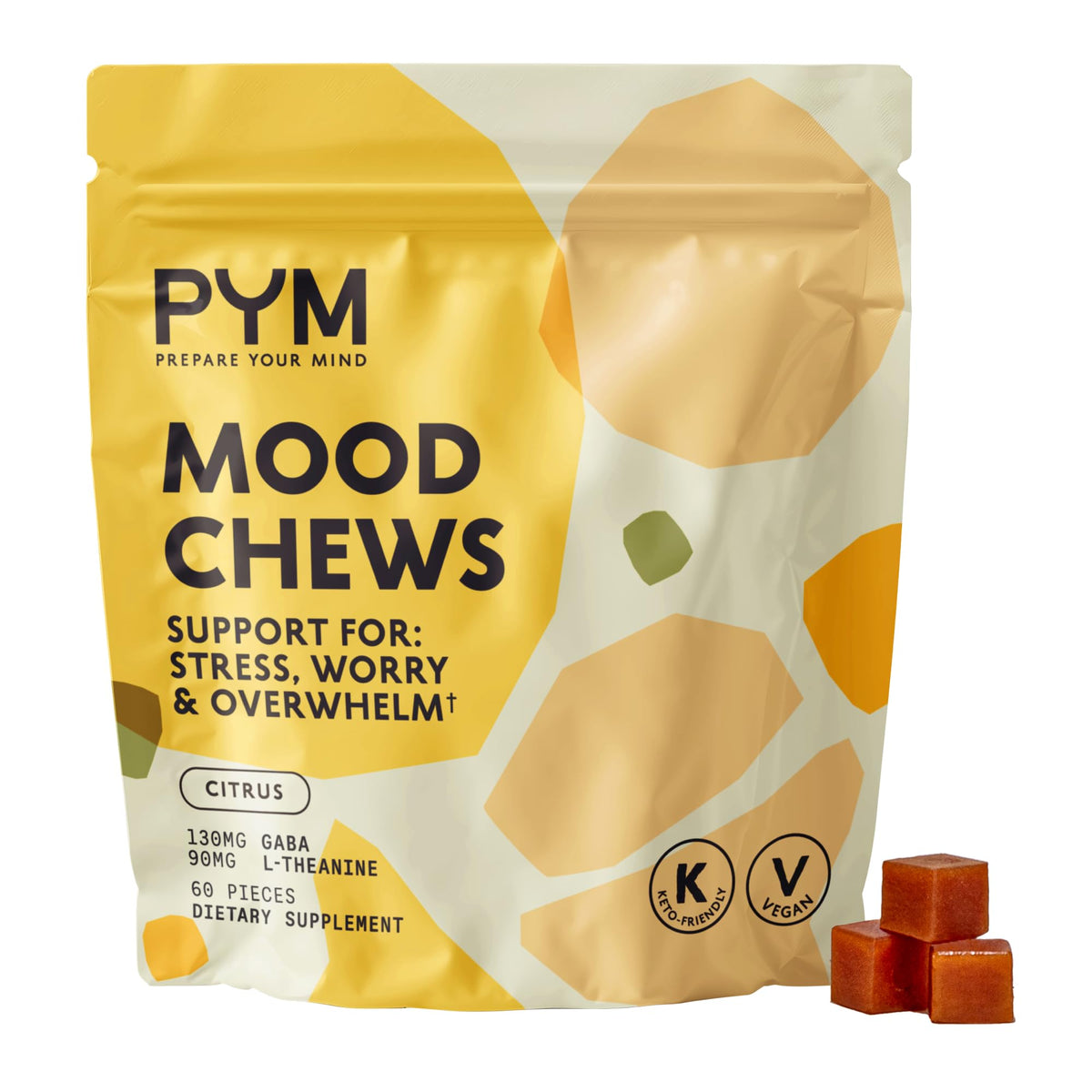 Citrus Mood Chews de PYM Health dans une boîte refermable pour une pause pratique et revitalisante