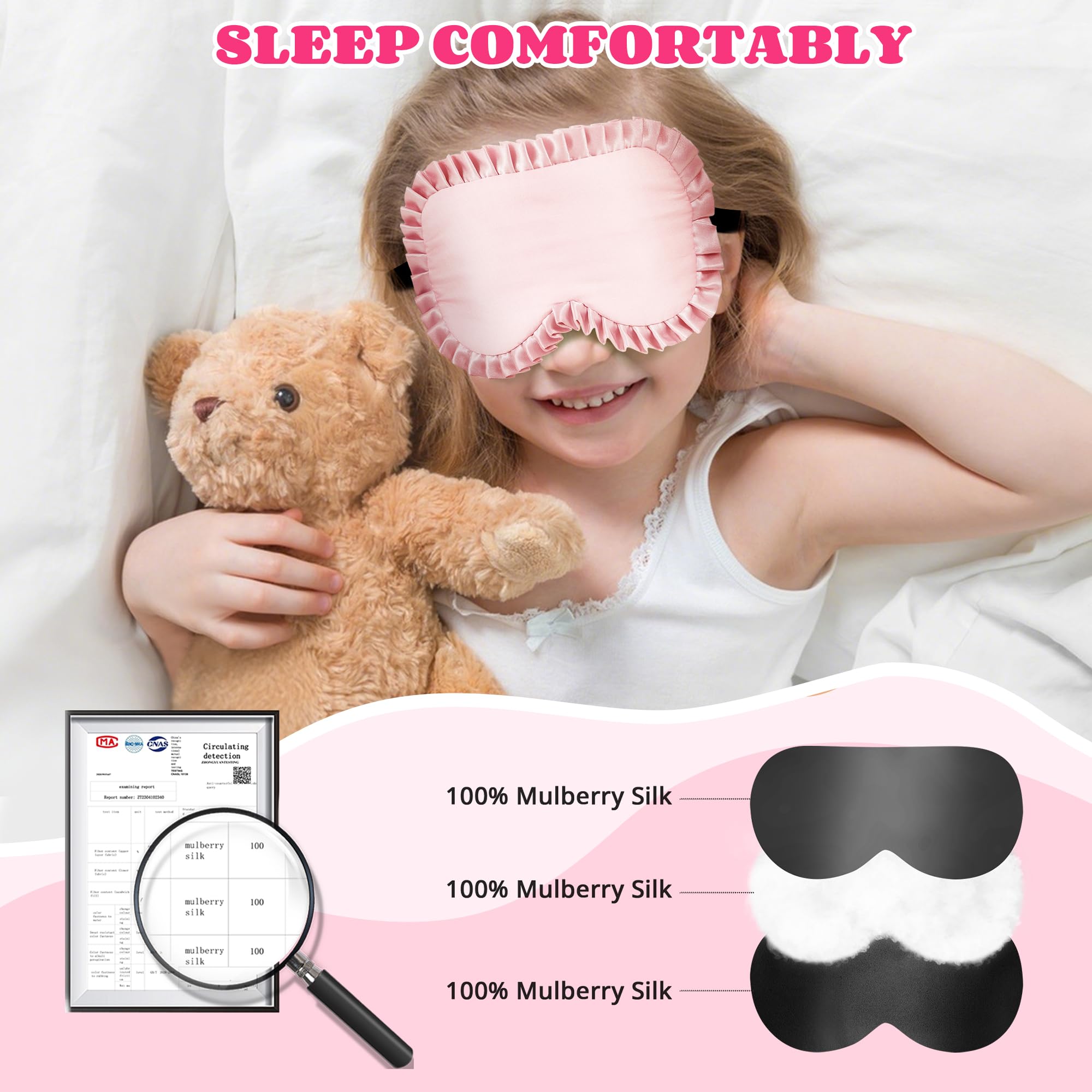 Pyopbow bandeau reglable masque-enfant-rose, ajustement confortable